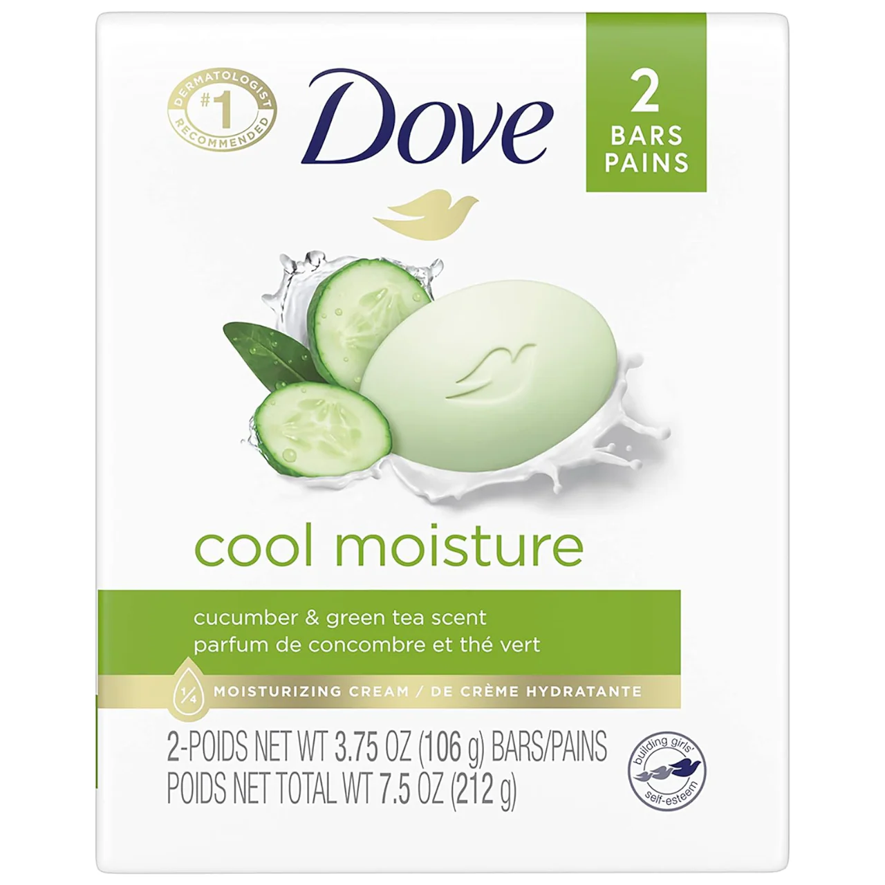Dove - Cool Moisture Beauty Bar with Cucumber & Green Tea Scent | 2 x106 g