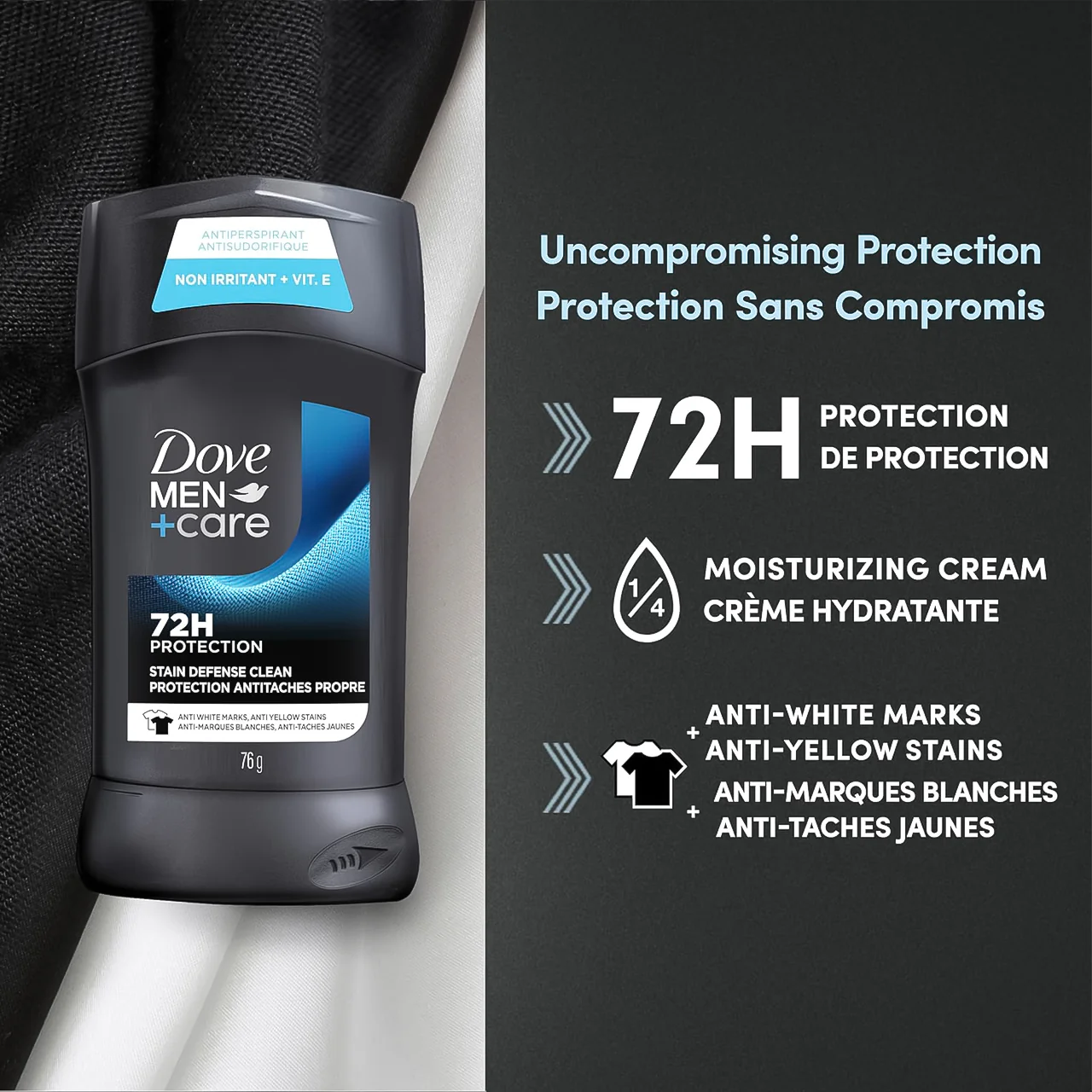 Dove - Men+Care 72H Protection Stain Defense Clean Antiperspirant | 76 g - Image 3