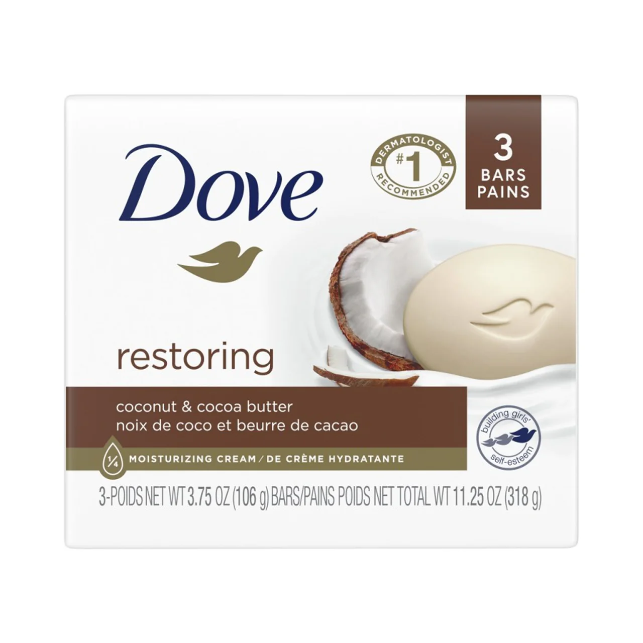 Dove - Restoring Coconut & Cocoa Butter Soap Bars | 3 Bars X 106 g