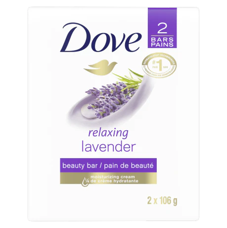 Dove - Relaxing Lavender -  Beauty Soap Bar with Moisturizing Cream | 2 Bars X 106 g