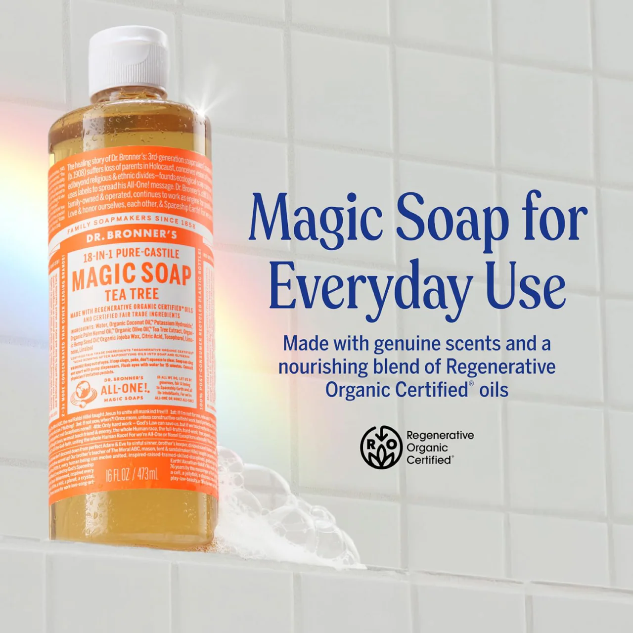 Dr. Bronner's - Pure Castille Magic Soap, Tea Tree Oil | 473 mL - Image 2