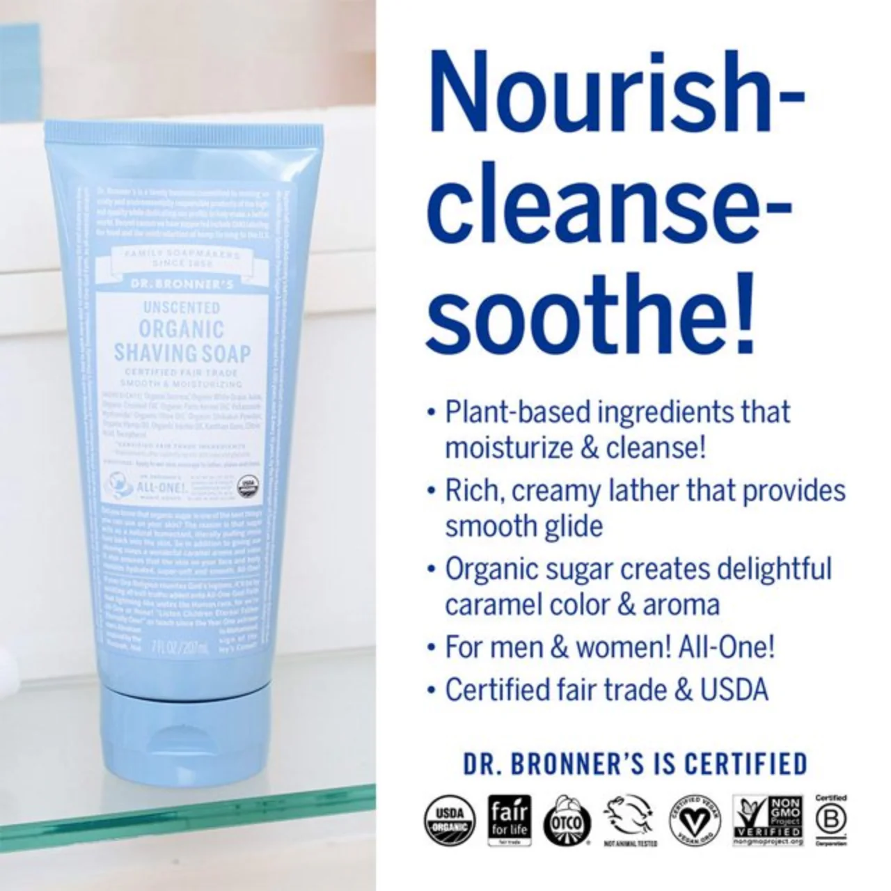 Dr. Bronner's - Unscented Shave Soap | 207 mL - Image 3