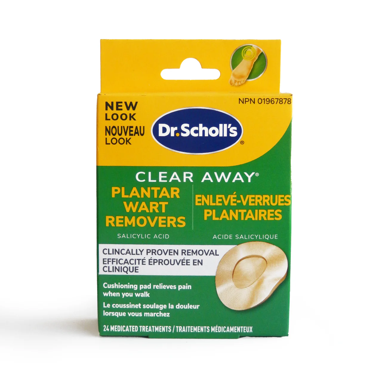 Dr. Scholl's - Clear Away Wart Remover - Salicylic Acid Plantar Wart Treatment | 24 Medicated Treatments