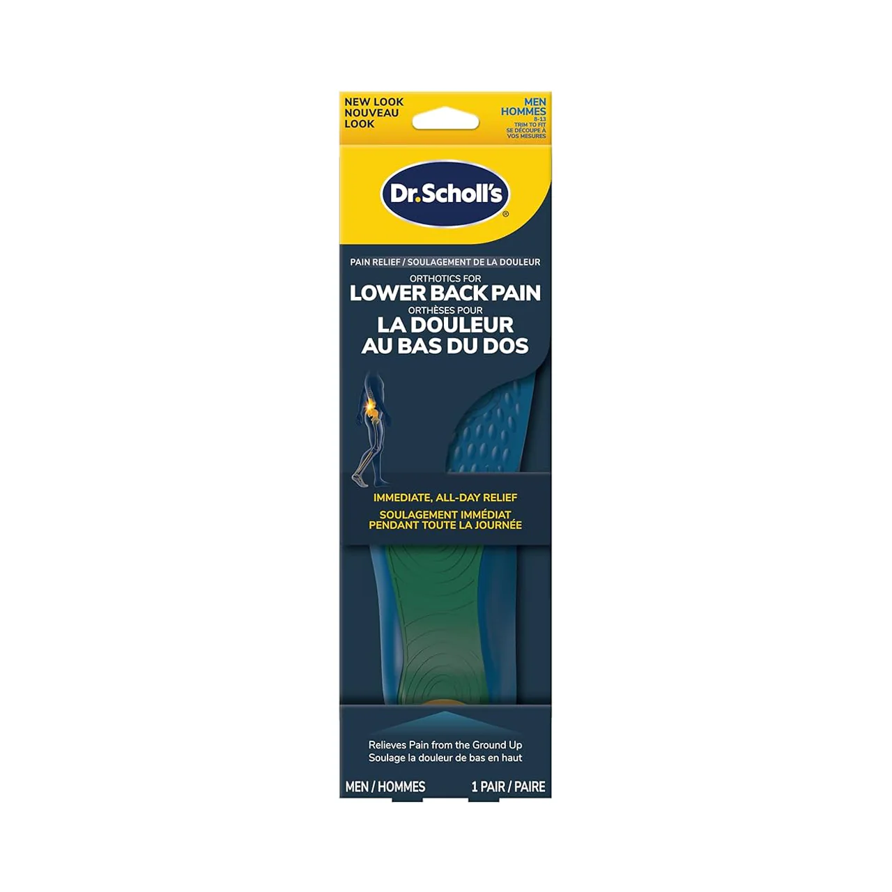 Dr Scholl's - Pain Relief Orthotics for Lower Back pain Men's 8 - 13 | 1 Pair