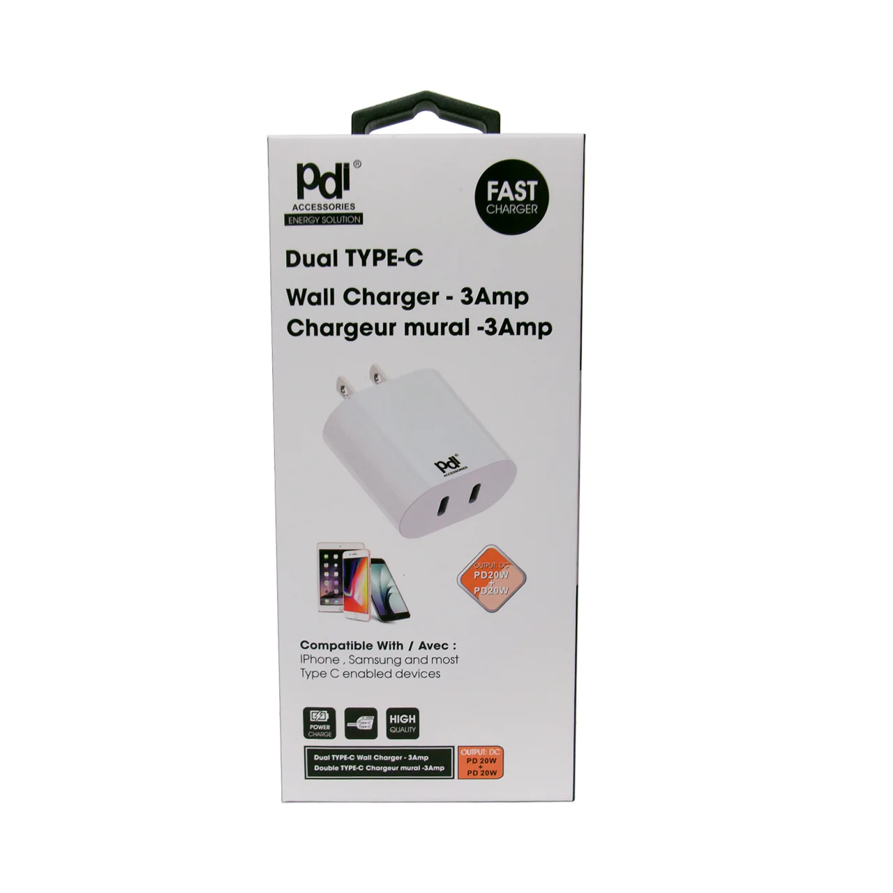 Pdi Accessories - Dual Type-C Wall Charger | Black or White - Image 2