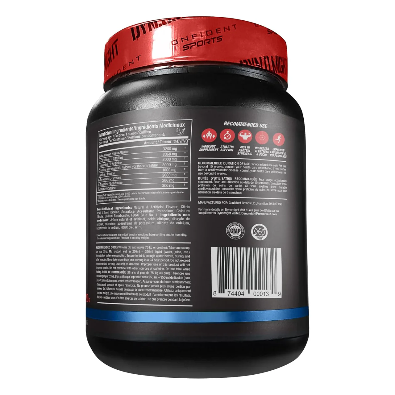 DYNOMIGHT - Fully Dosed Explosive Pre-Workout, Blue Raspberry Flavour | 420 g - Image 4