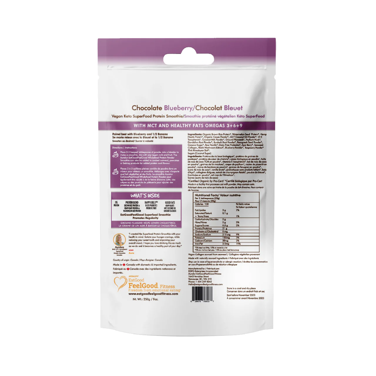 Eat Good Feel Good - Protein Smoothie, Blueberry Chocolate | 250 g - Image 2