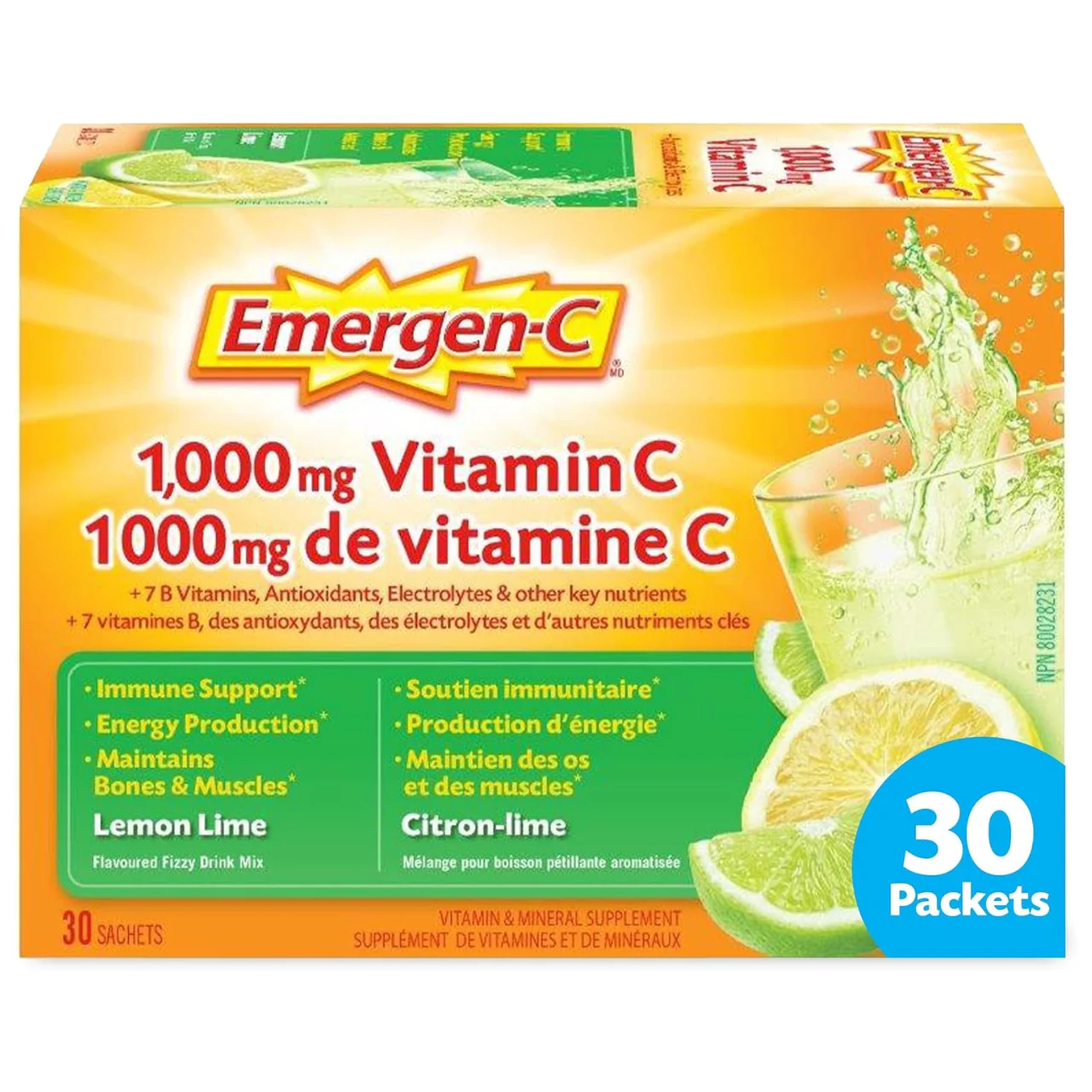 Emergen-C - Vitamin C Lemon Lime Flavoured Fizzy Drink Mix | 30 Sachets