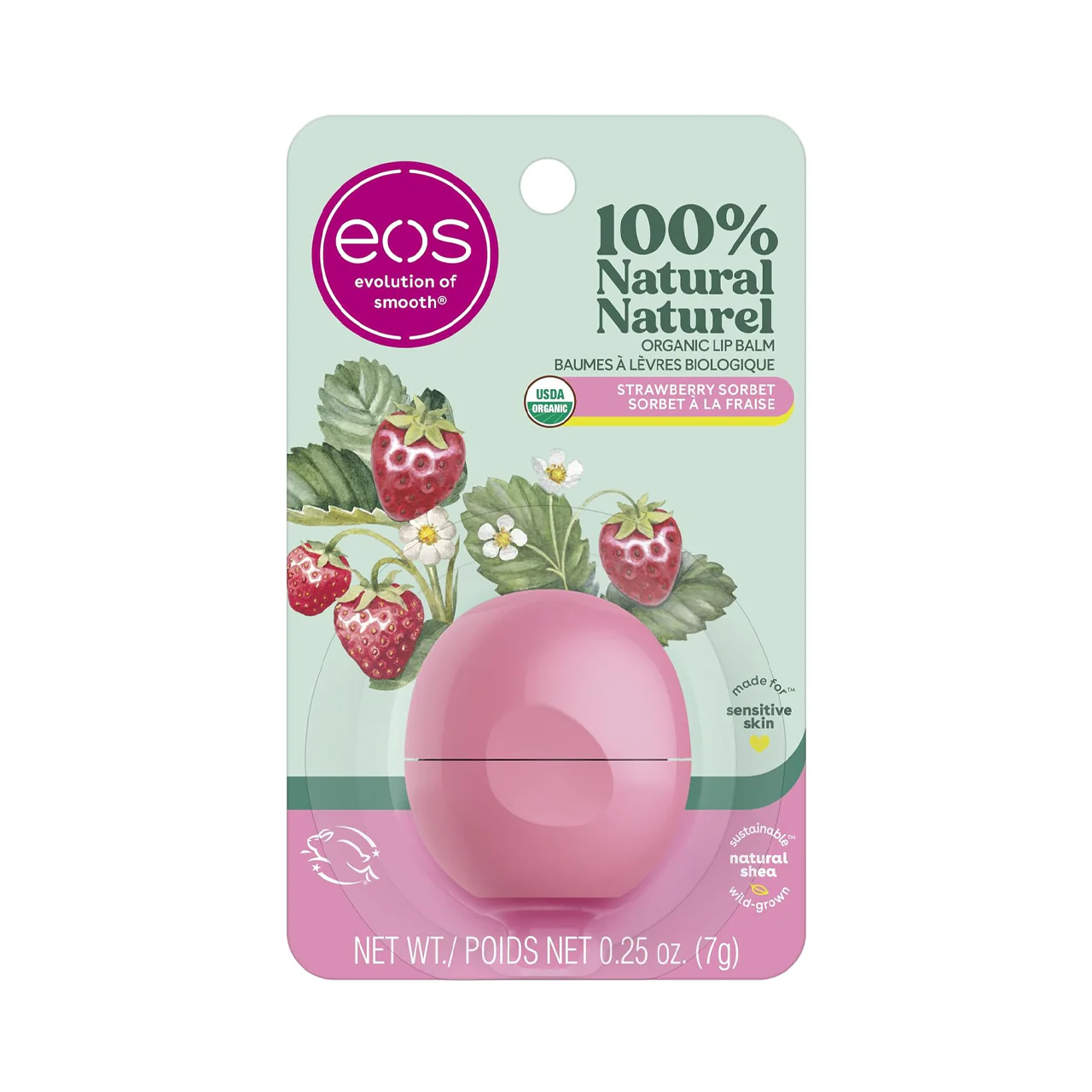 eos - Organic Lasting Hydration Lip Care, Strawberry Sorbet | 7 g