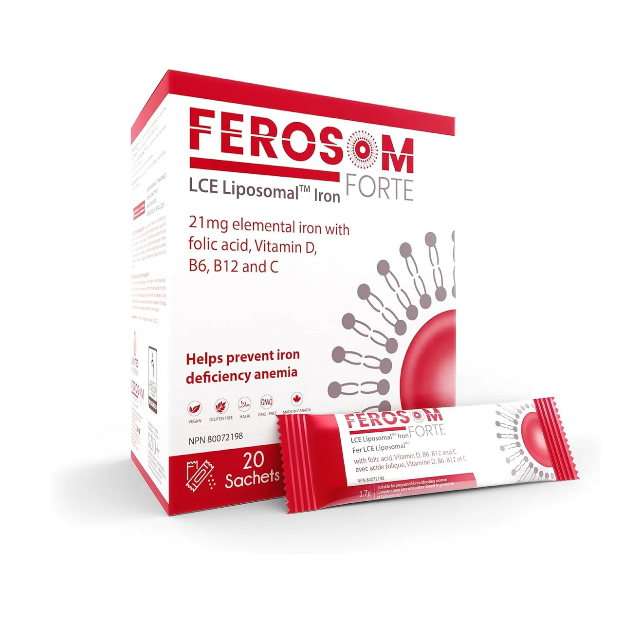 Ferosom Forte – Iron Supplement Powder Elemental Iron, Berry Flavor | 20 Sachets - Image 2