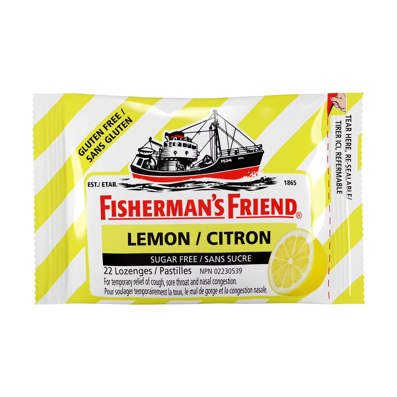 Fisherman's Friend - Sugar-Free Gluten-Free Throat Lozenges - Lemon  | 22 Lozenges