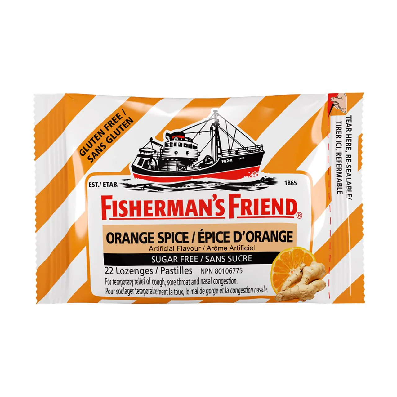 Fisherman's Friend - Sugar-Free Gluten-Free Throat Lozenges - Orange Spice | 22 Lozenges