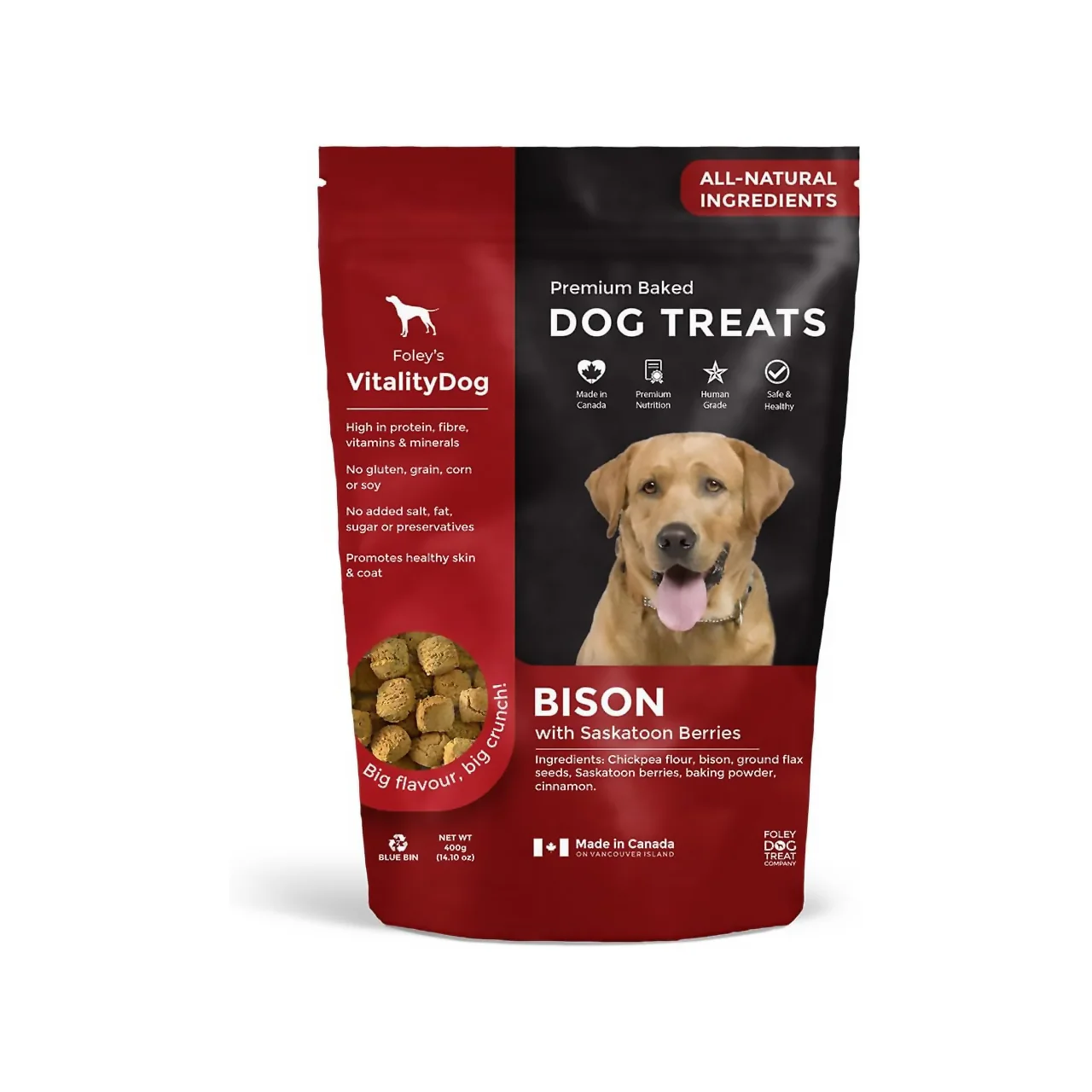 Foley's - Premium Baked Dog Treats - Bison With Saskatoon Berries | 400 g