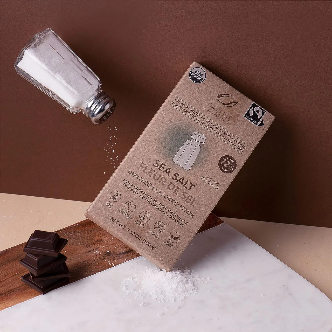 Galerie Au Chocolat - Sea Salt,  72% Cocoa Dark Chocolate | 100 g - Image 2