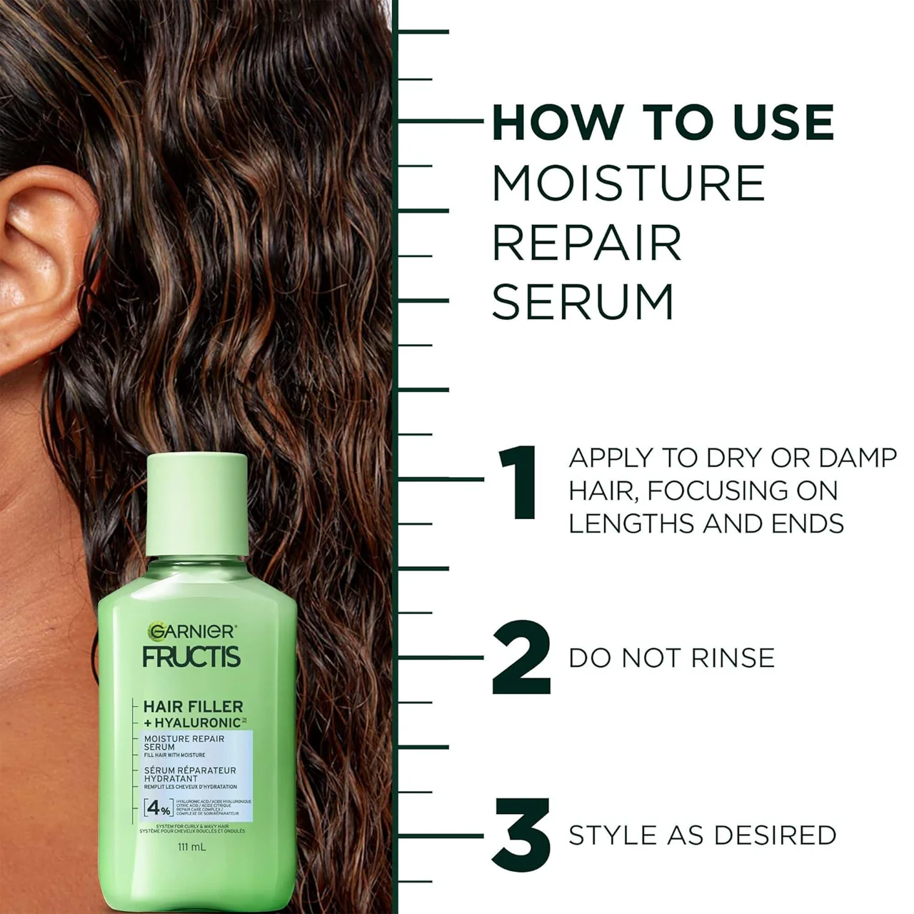 Garnier Fructis - Hair Filler + Hyaluronic Moisture Repair Serum | 111 mL - Image 3