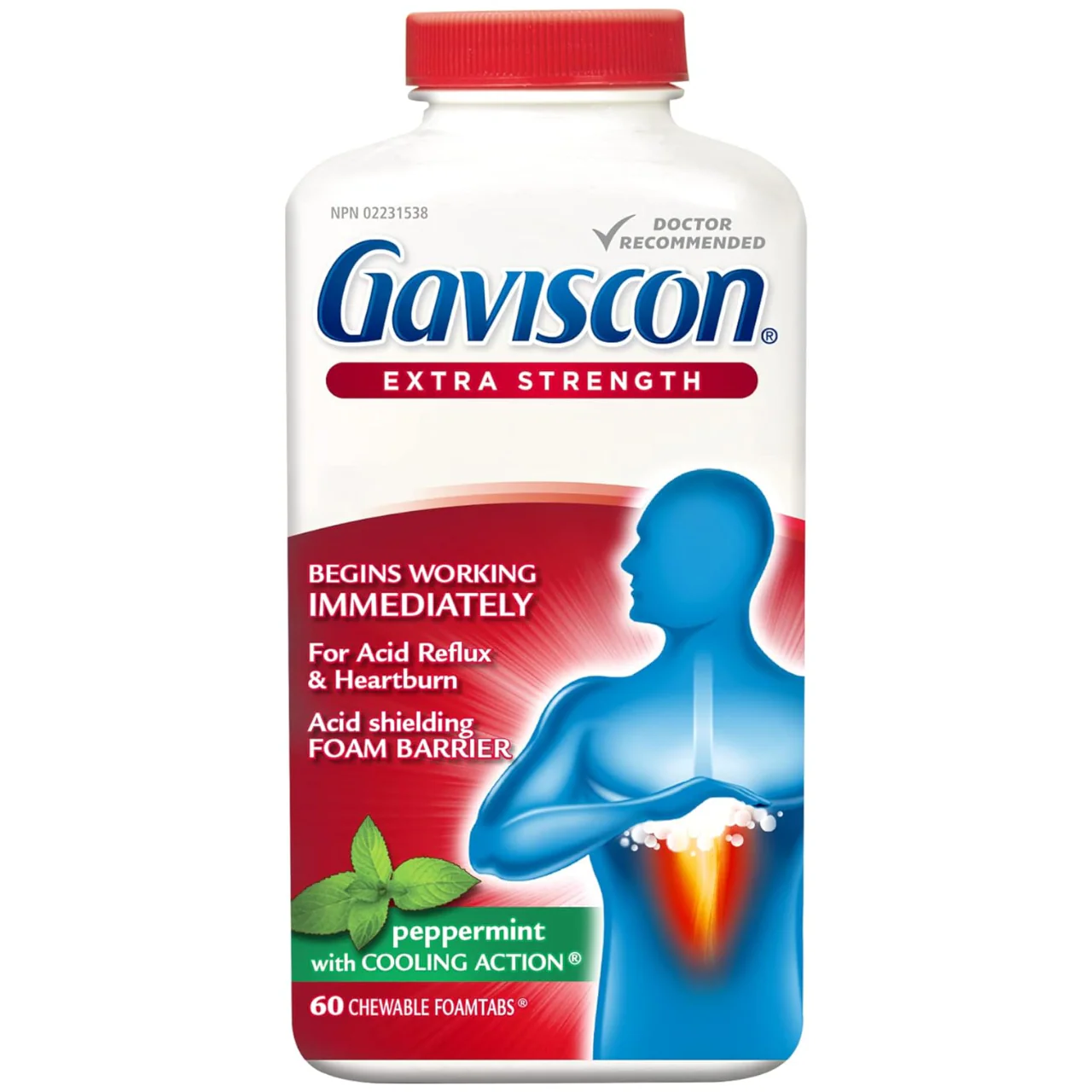 Gaviscon - Extra Strength Chewable Foamtabs - Peppermint With Cooling Action | 60 Tabs