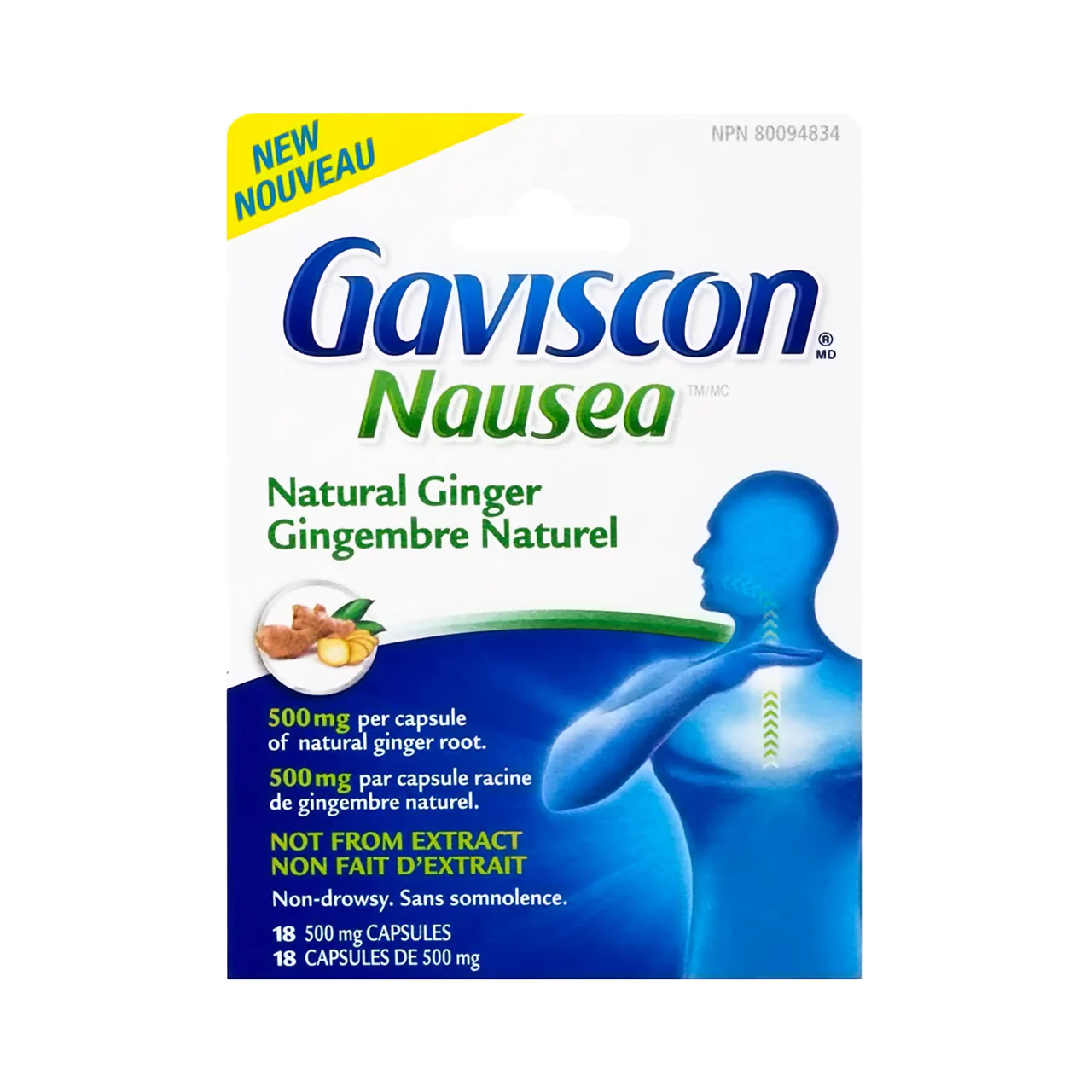 Gaviscon - Nausea Natural Ginger 500 mg | 18 Capsules