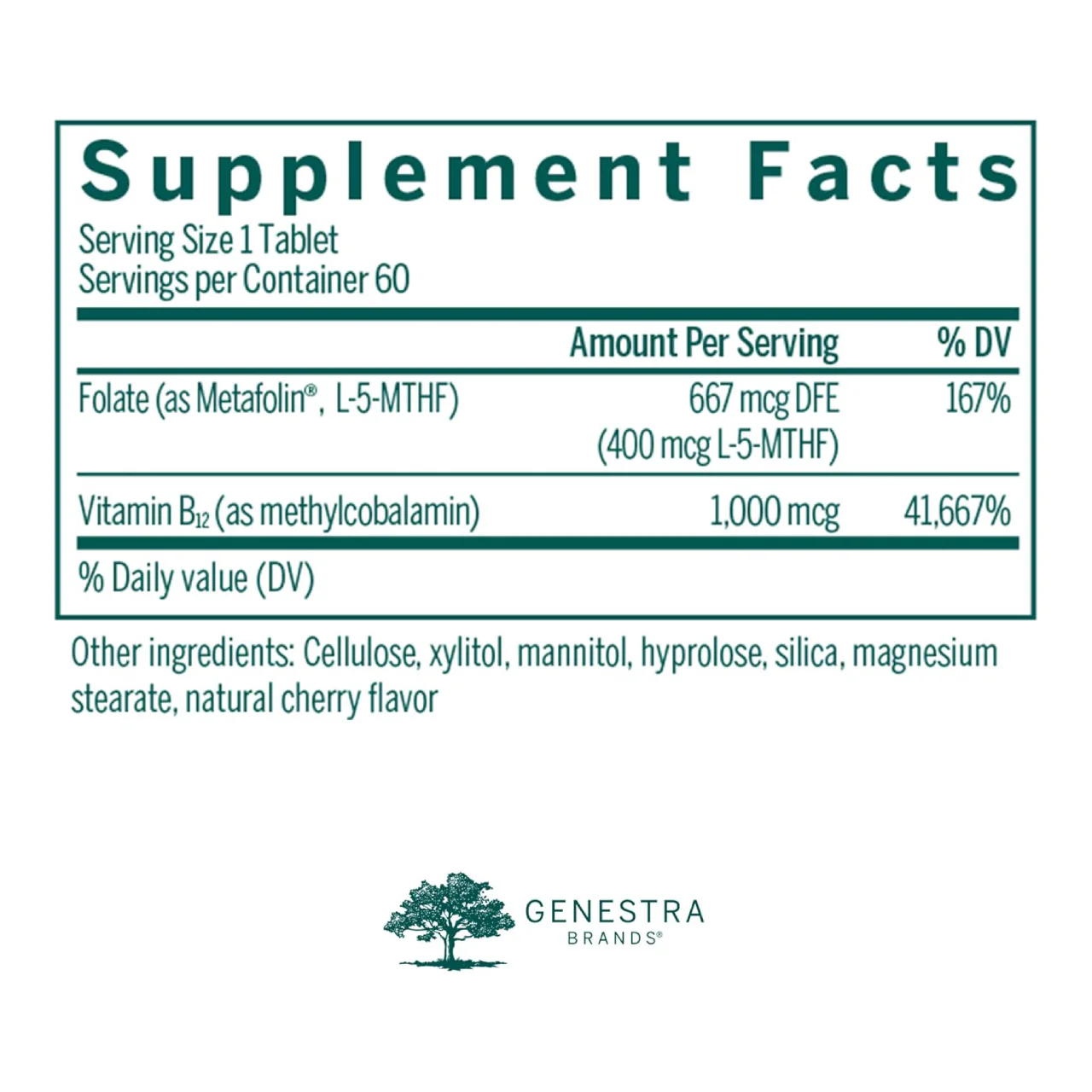 Genestra - Active Chewable B12+L-Methylfolate | 60 Tablets - Image 2