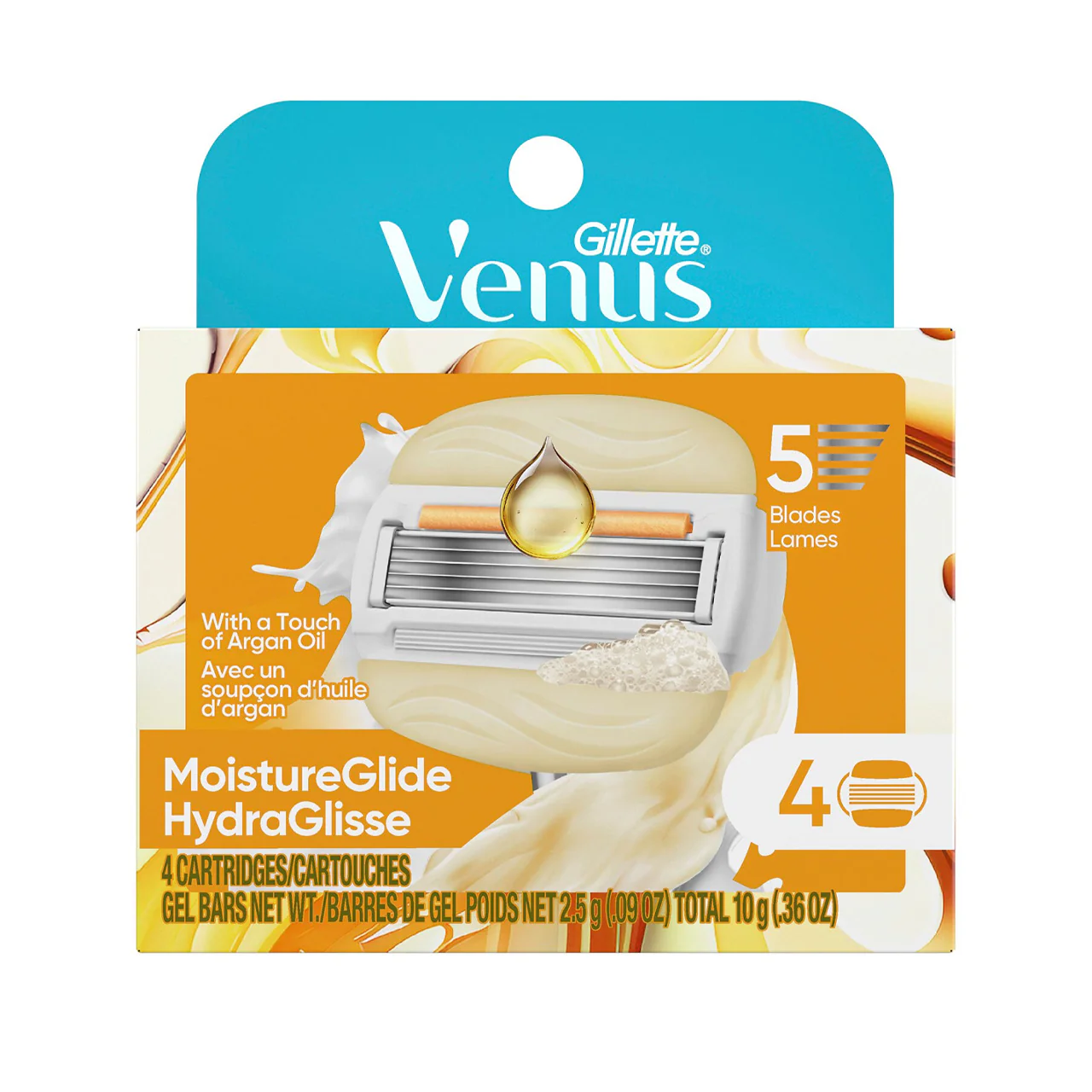 Gillette Venus - MoistureGlide with Argan Oil | 4 Replacement Cartridges