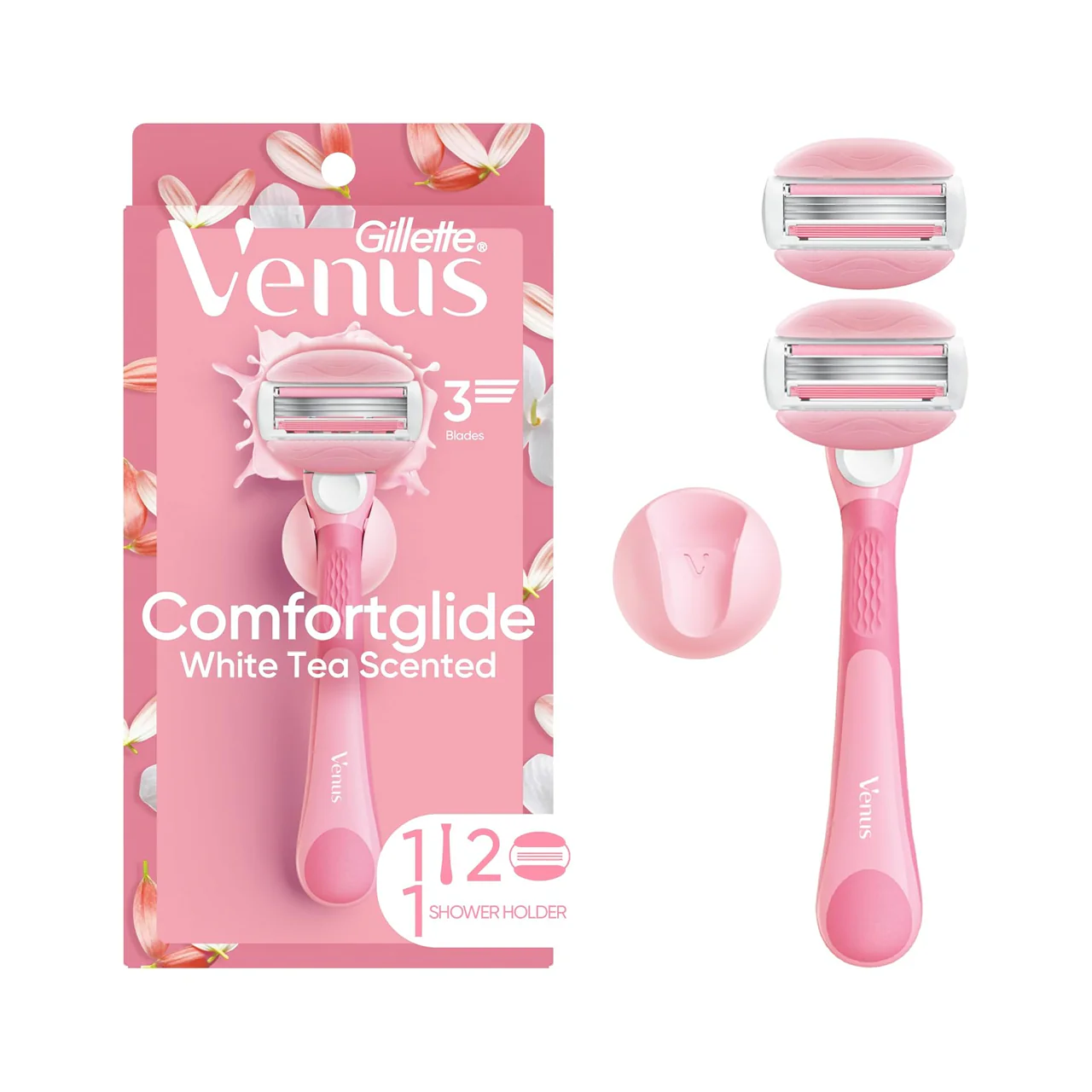 Gillette - Venus Comfort Glide White Tea Razor | 2 Cartridges + 1 Razor - Image 2