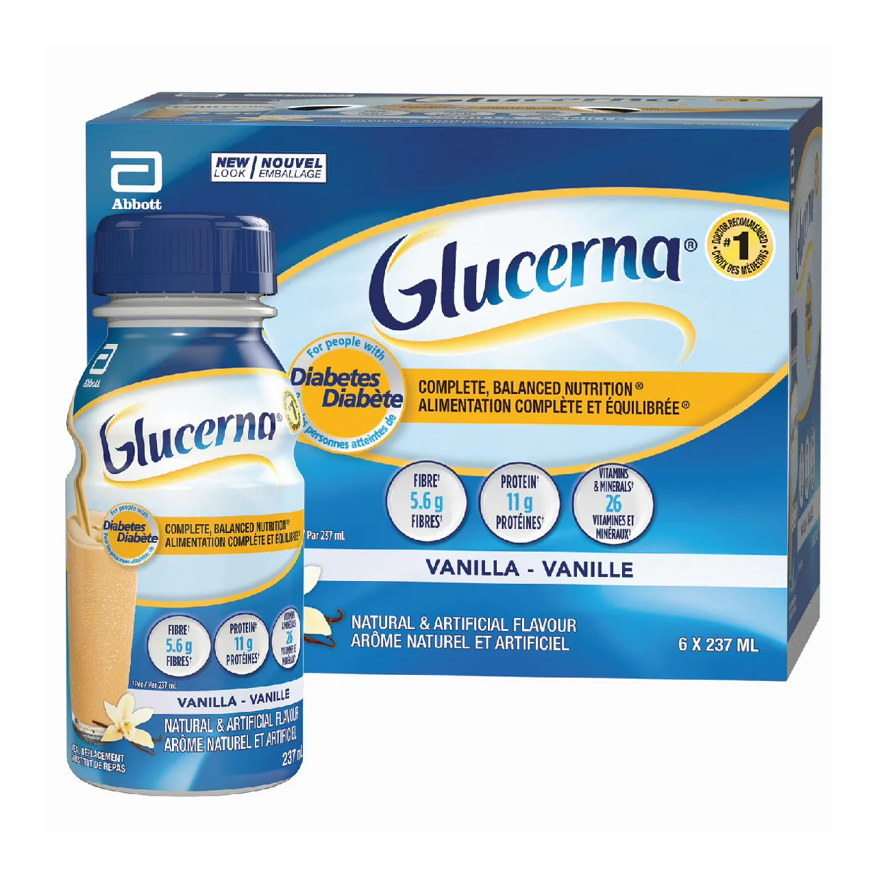 Glucerna - Meal Replacement Shake For Diabetes, Vanilla | 6 x 237 mL