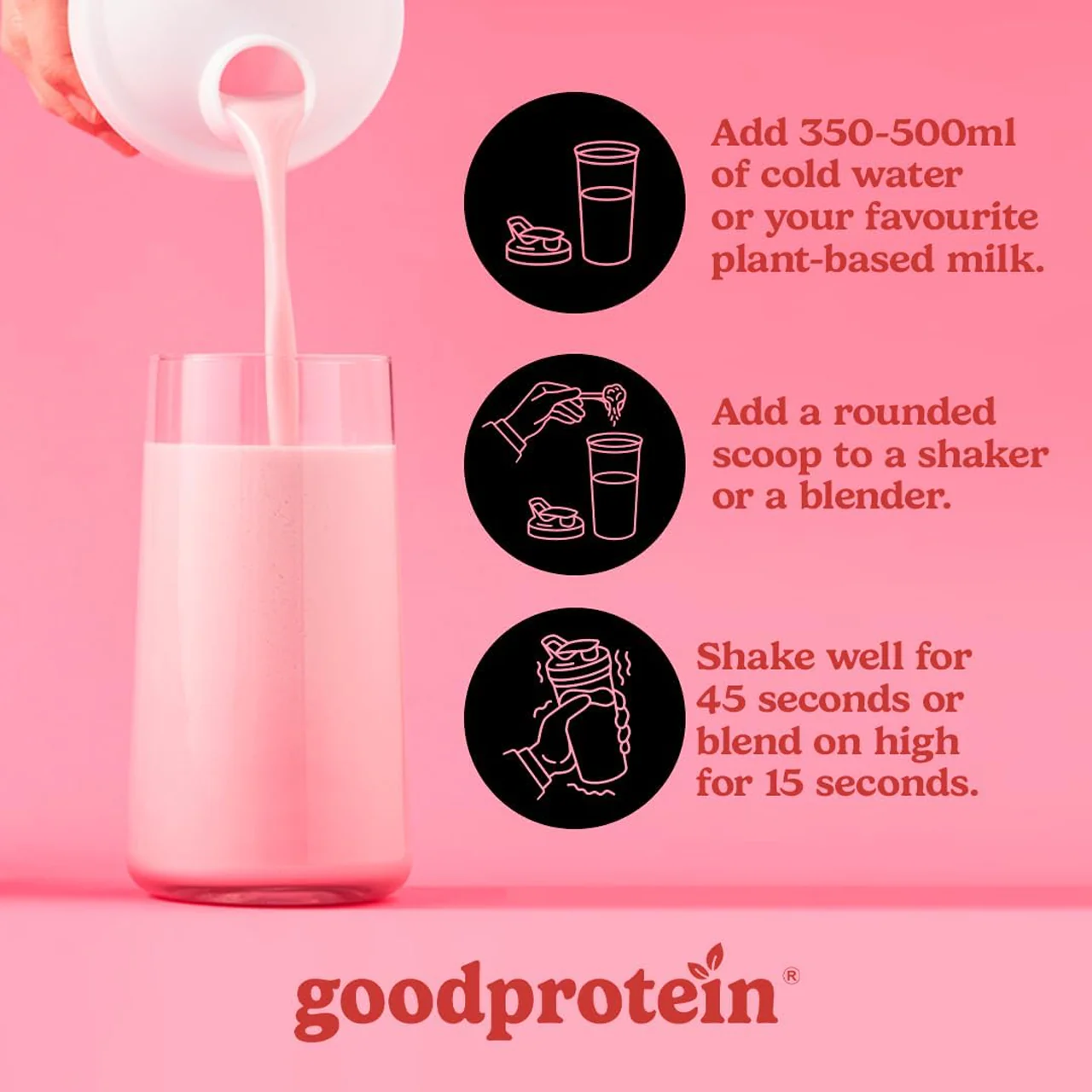 goodprotein All-In-One Shake Plant-Based Superfood Blend, Strawberries & Cream | 880 g - Image 2