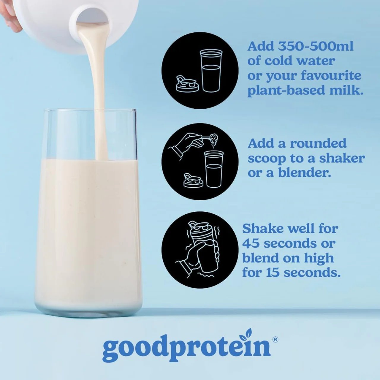 goodprotein All-In-One Shake Plant-Based Superfood Blend, Vanilla Milkshake | 880 g - Image 3
