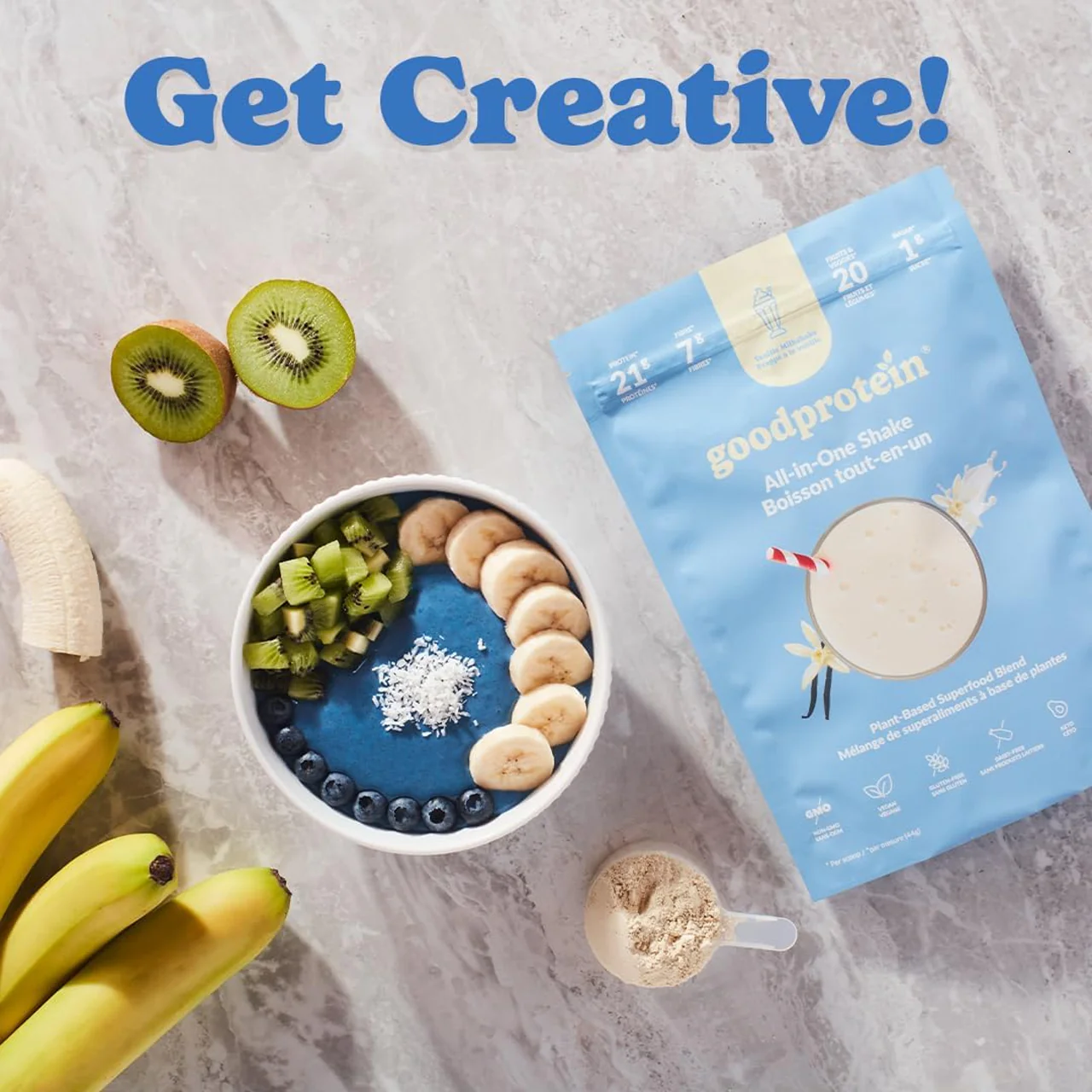 goodprotein All-In-One Shake Plant-Based Superfood Blend, Vanilla Milkshake | 880 g - Image 4