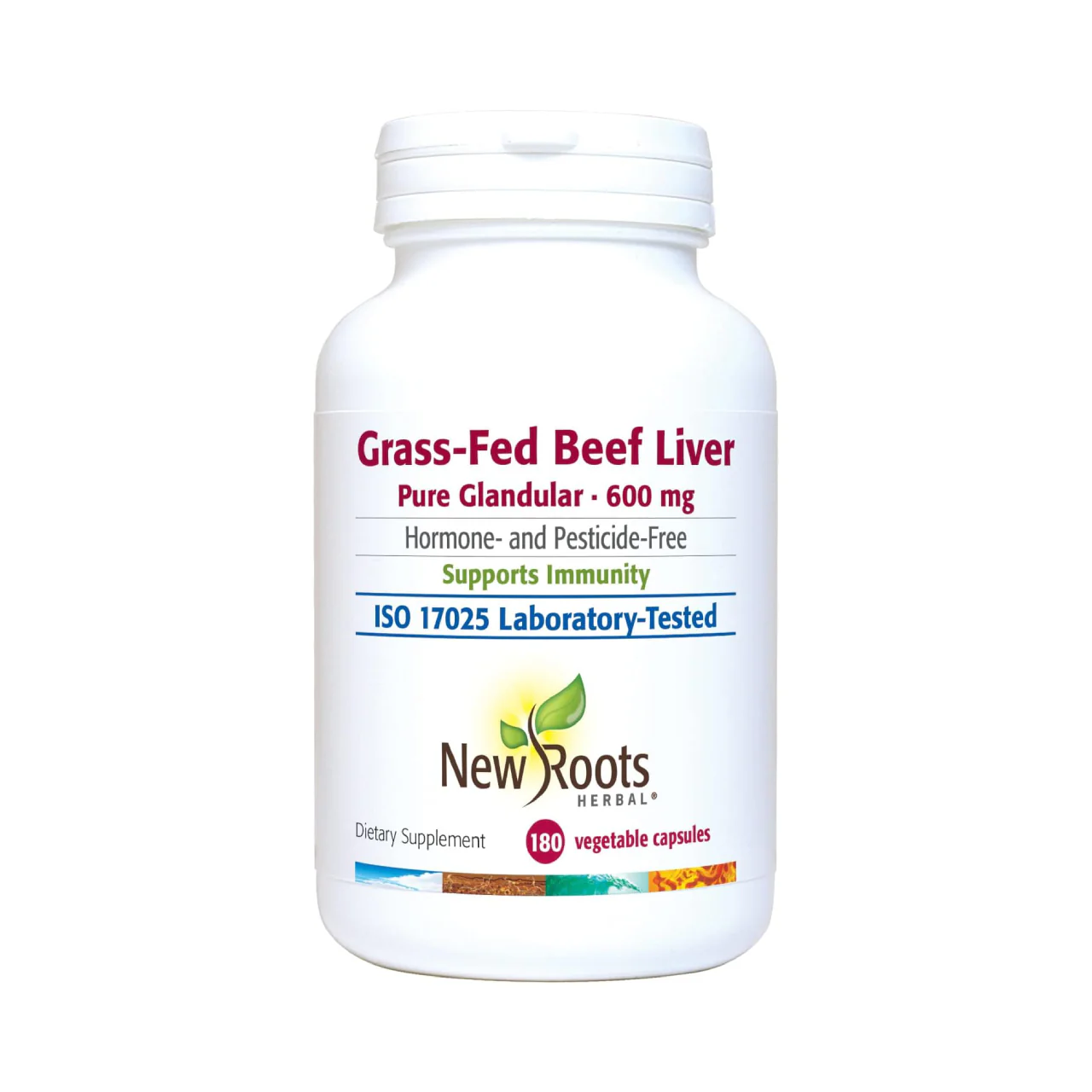 New Roots - Grass-Fed Beef Liver Pure Glandular 600 mg | 180 capsules