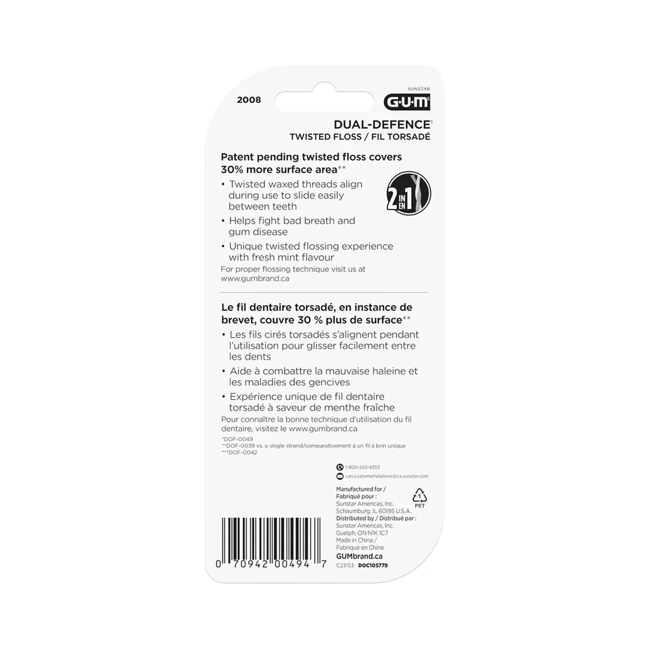 GUM - Dual-Defence Twisted Dental String Floss, Minty Green Tea  | 2 x 35 m - Image 2