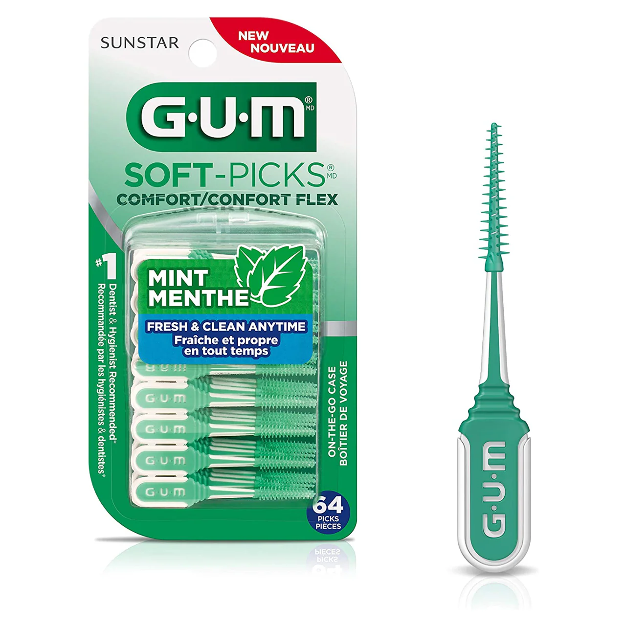 GUM - Soft-Picks Comfort Flex Toothpicks - Mint | 64 Individual Picks