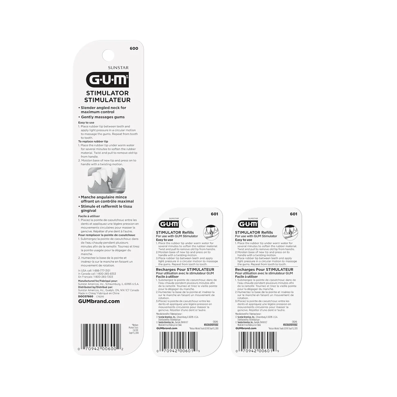 GUM - Stimulator Combo Long Handled Massager Remove Plaque & Promote Health (Handle + 2 Refill Packs) - Image 2