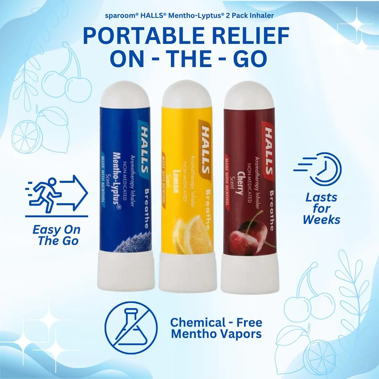 Halls - Aromatherapy Inhaler, Mentho-Lyptus, Lemon & Cherry - Image 2