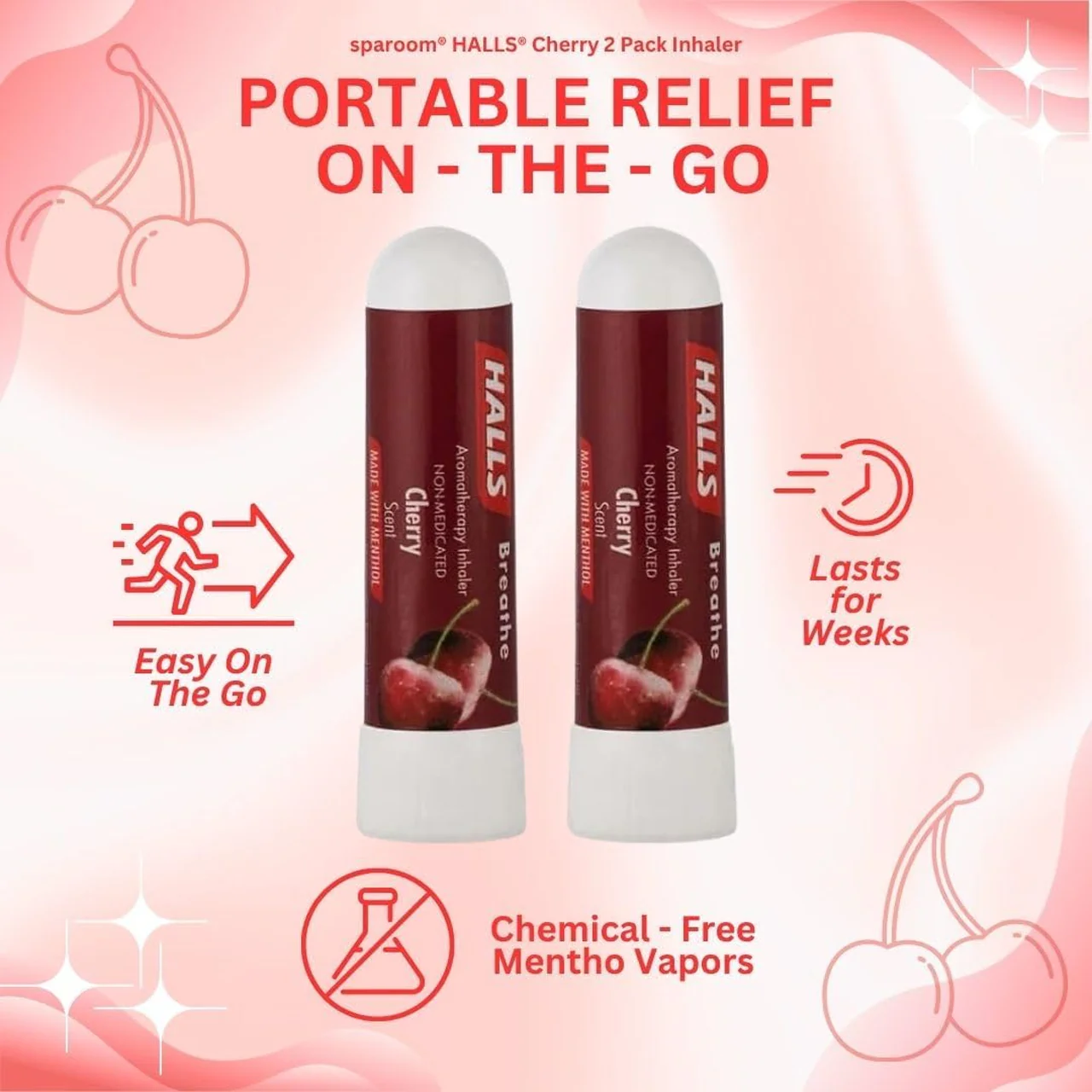 Halls - Essential Oil Inhaler, Cherry | 2 Pack - Image 2