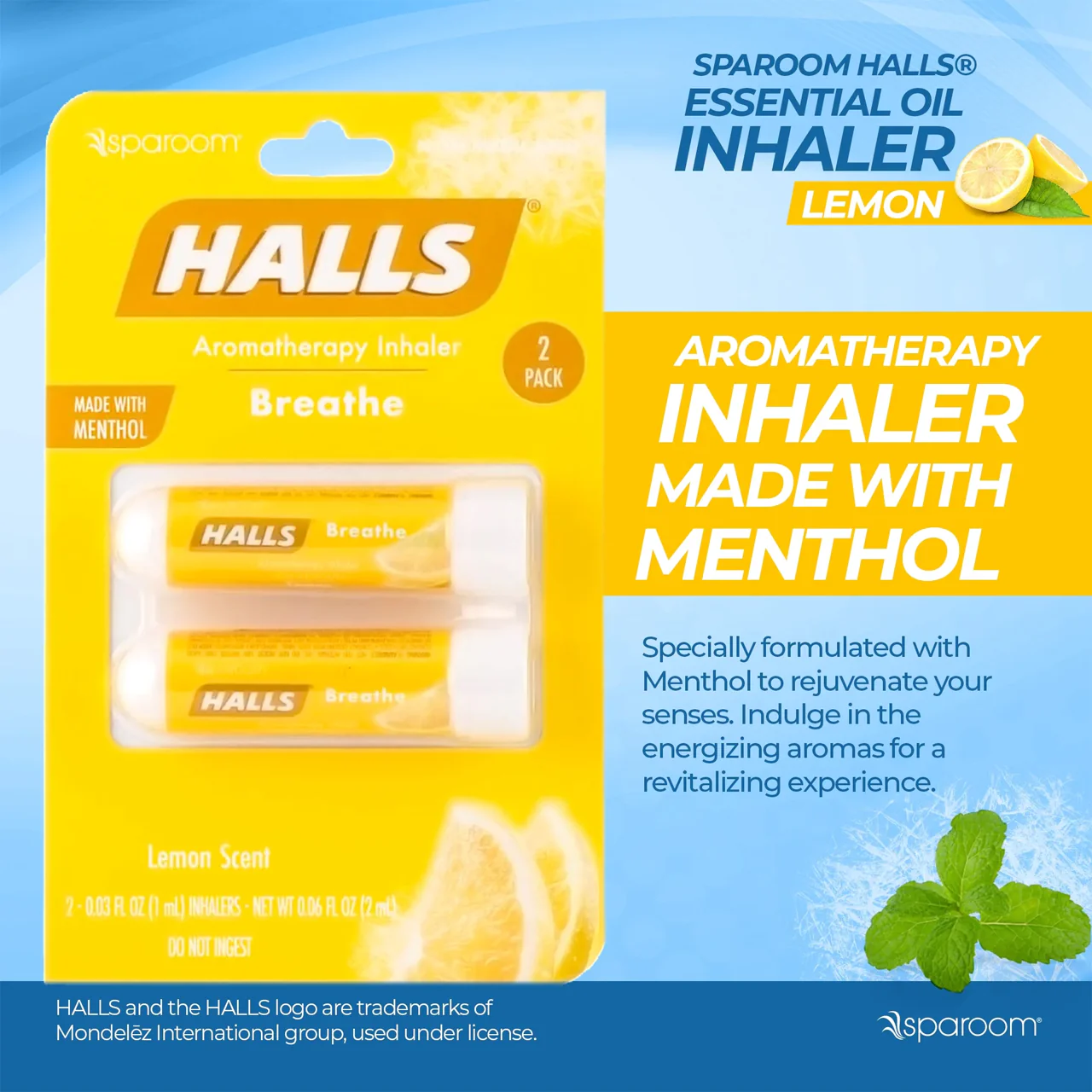 Halls - Essential Oil Inhaler, Lemon Scent | 2 Pack - Image 2