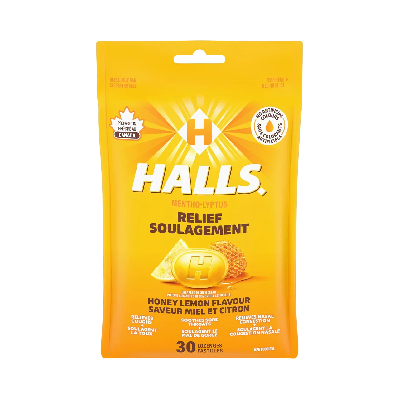 Halls - Relief Mentho-Lyptus Lozenges, Honey Lemon | 30 Lozenges