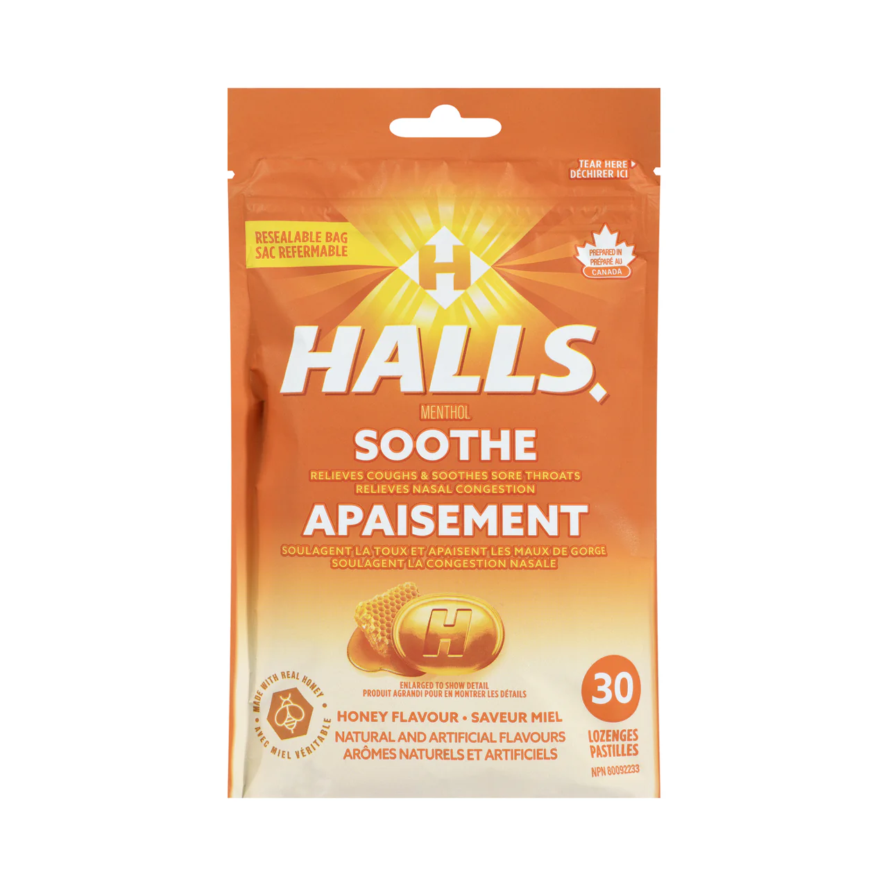 Halls - Menthol Soothe Lozenges, Honey | 30 Lozenges