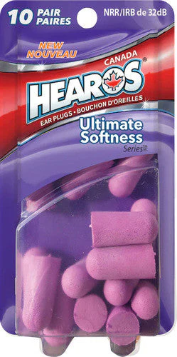 Hearos - Ear Plugs Ultimate Softness Series NRR 32 dB, Purple | 10 Pairs
