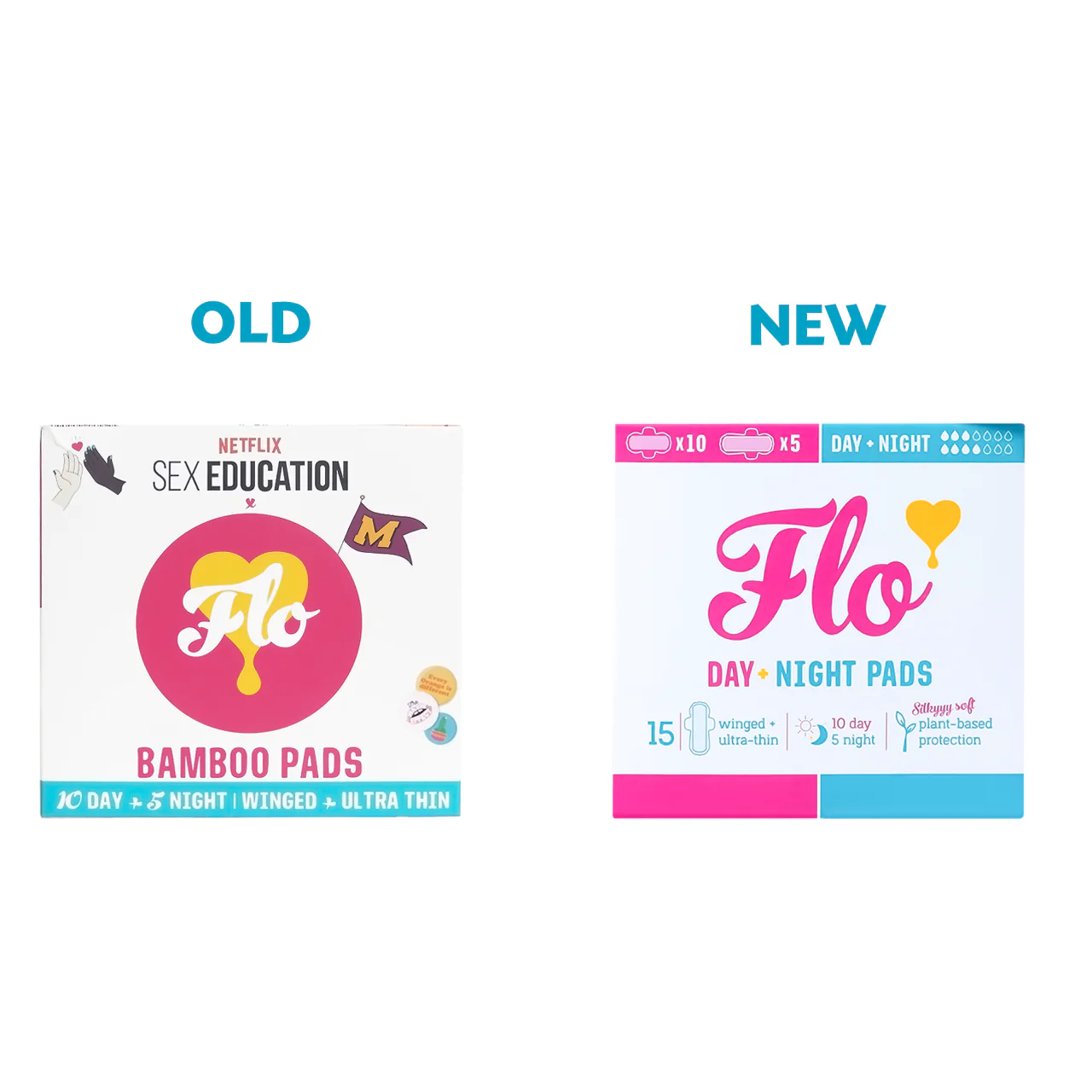 Here We Flo - Bamboo Winged Ultra-Thin Day + Night Pads | 10 Day + 5 Night Pads - Image 2