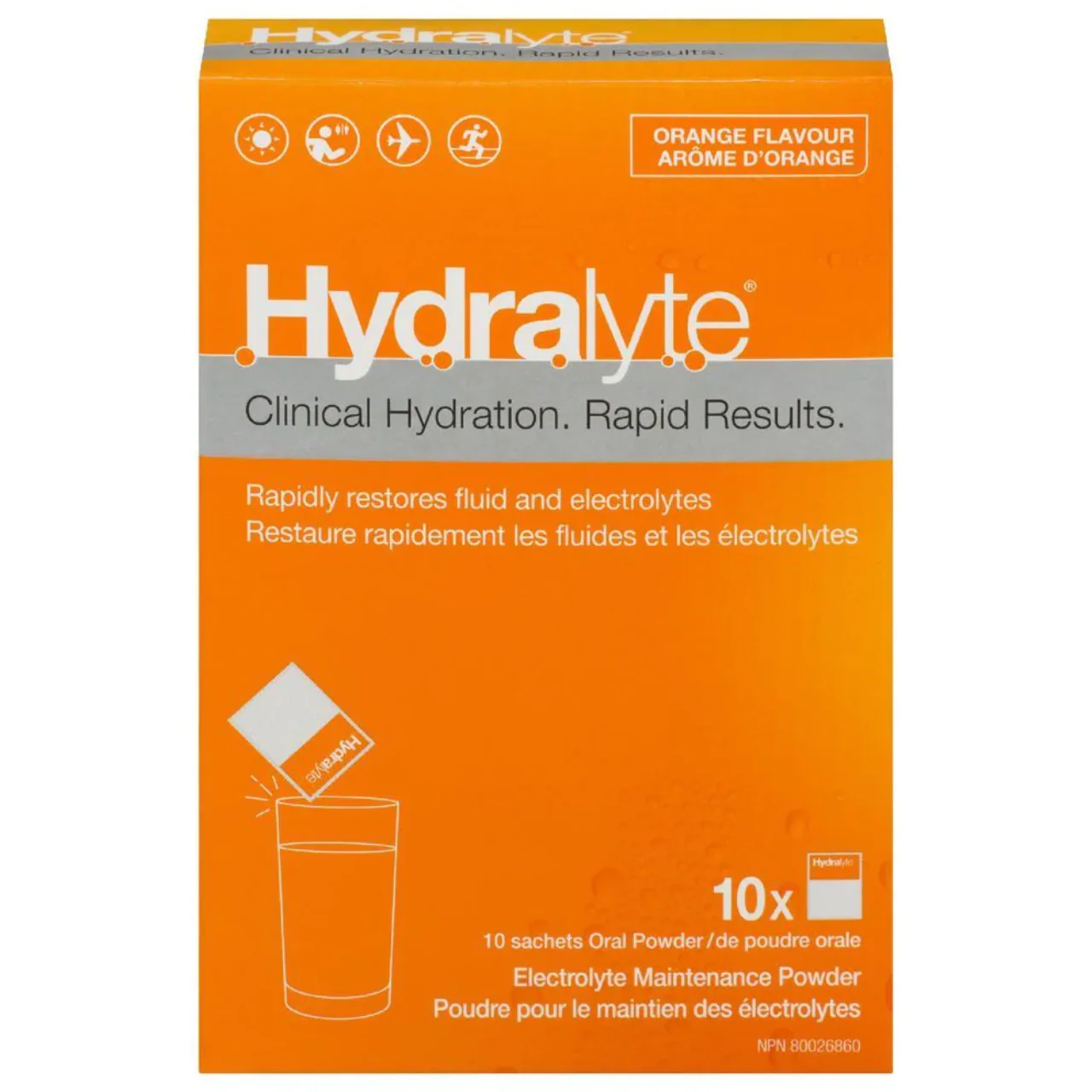 Hydralyte - Clinical Hydration Electrolyte Maintenance Powder - Orange Flavour | 10 x 4.9 g