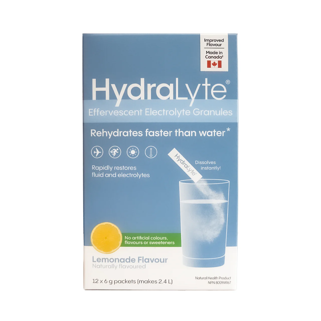 Hydralyte - Rehydration Electrolyte Powder, Lemonade | 12 x 6g