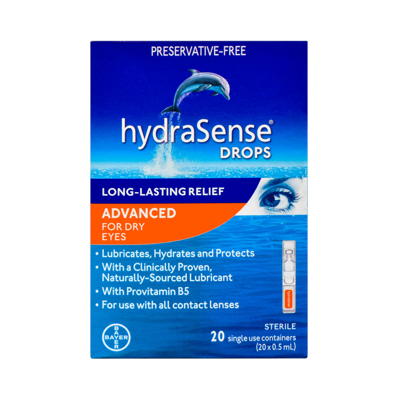 HydraSense - Long Lasting Relief for Dry Eyes, Advanced | 20 x 0.5 mL