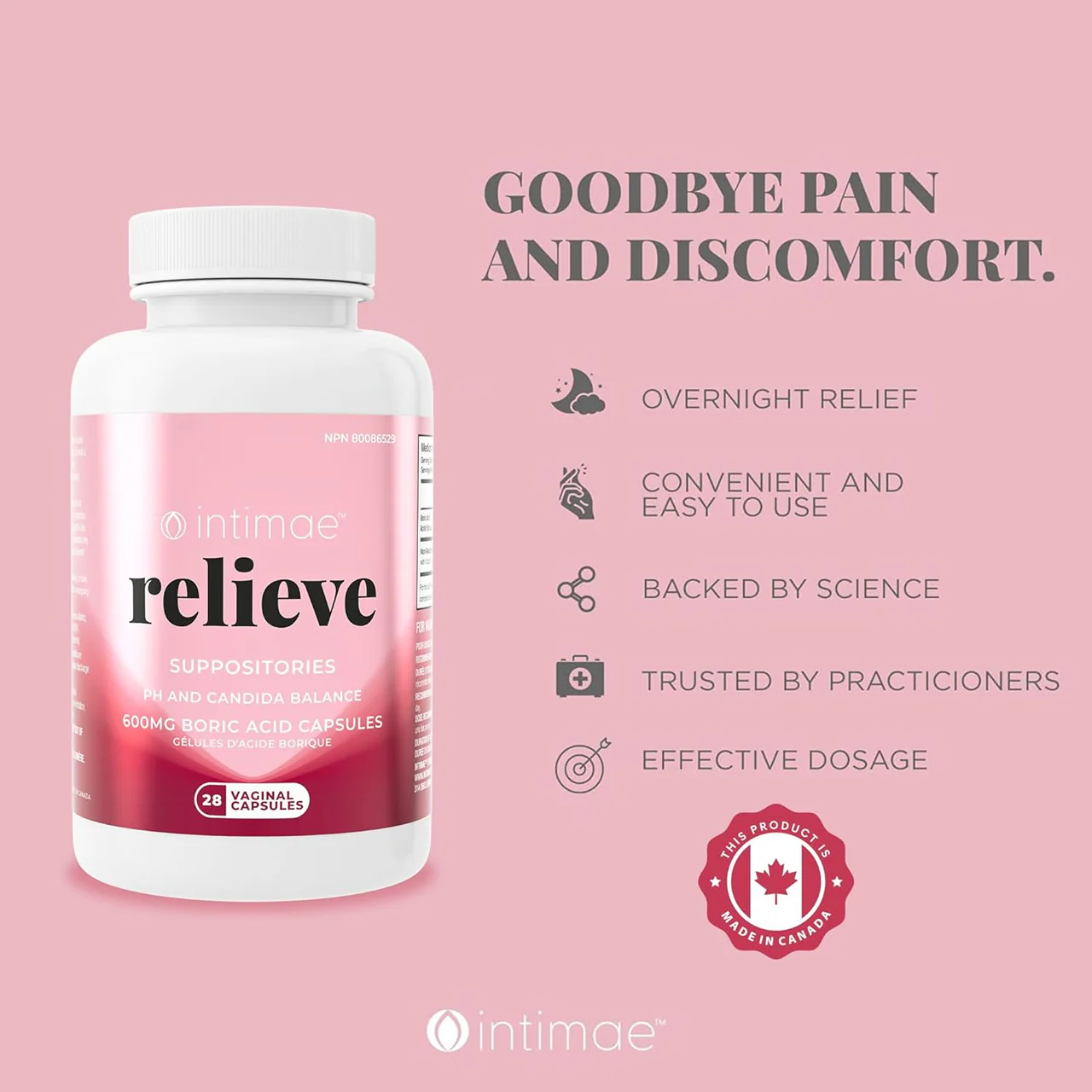 Intimae - Relieve Suppositories, PH And Candida Balance | 28 Vaginal Capsules - Image 3