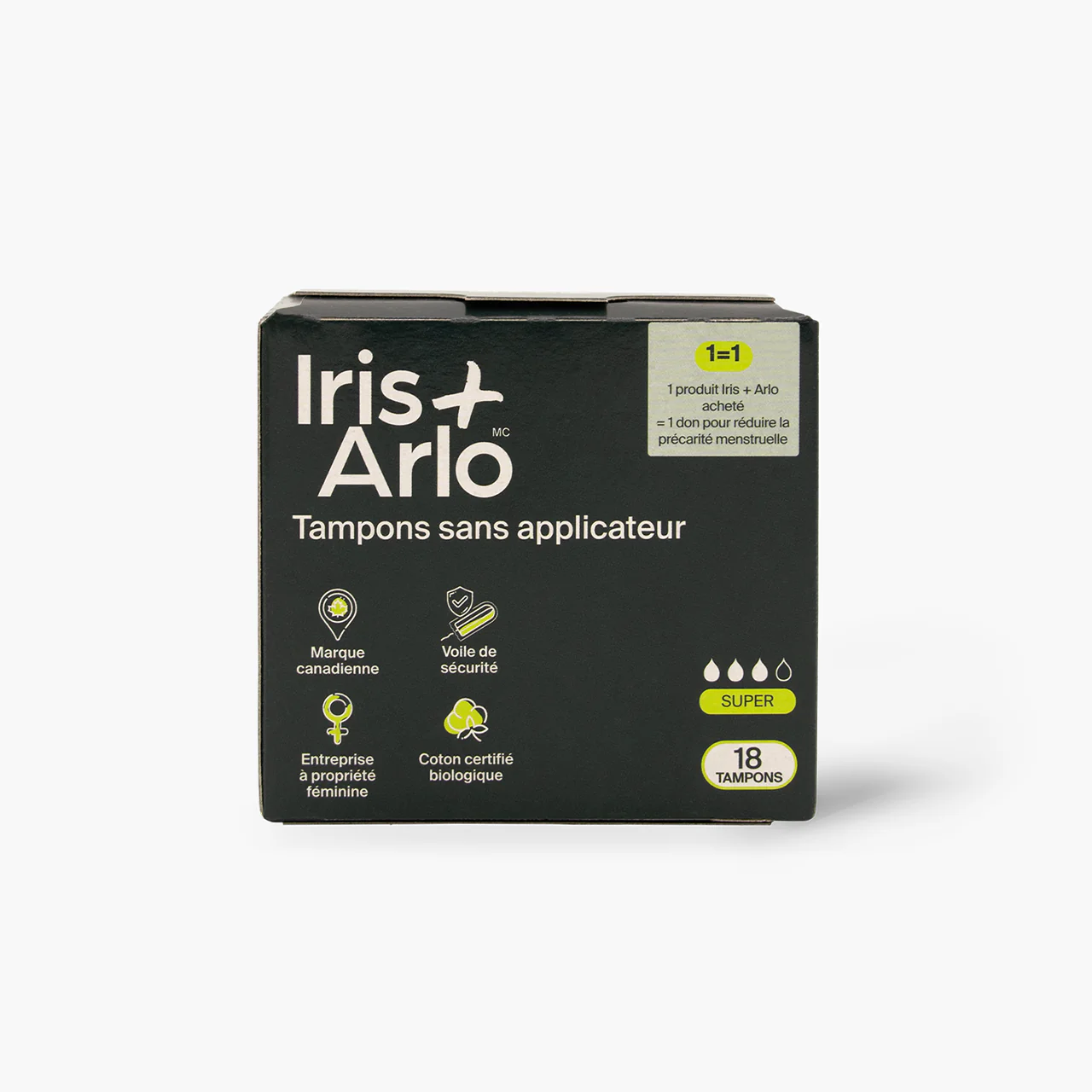 Iris + Arlo - Organic Cotton Non-Applicator Tampons | Super 18 Ct