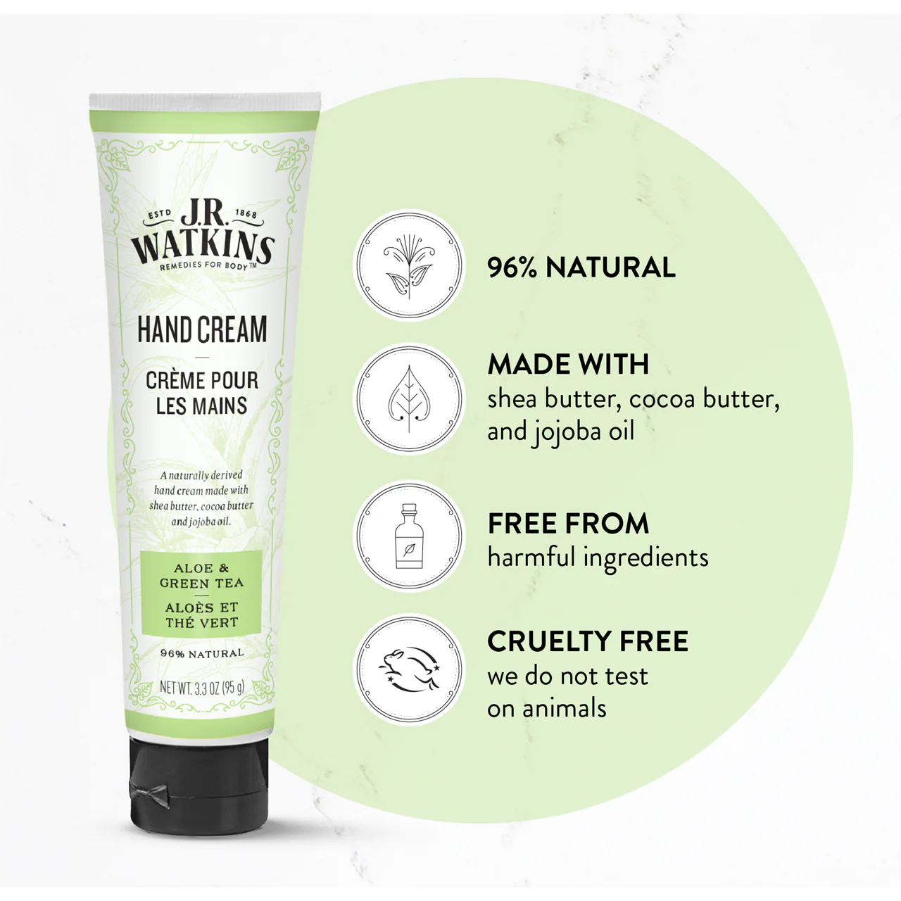J.R. Watkins - Natural Hand Cream - Ale & Green Tea | 95 g - Image 2