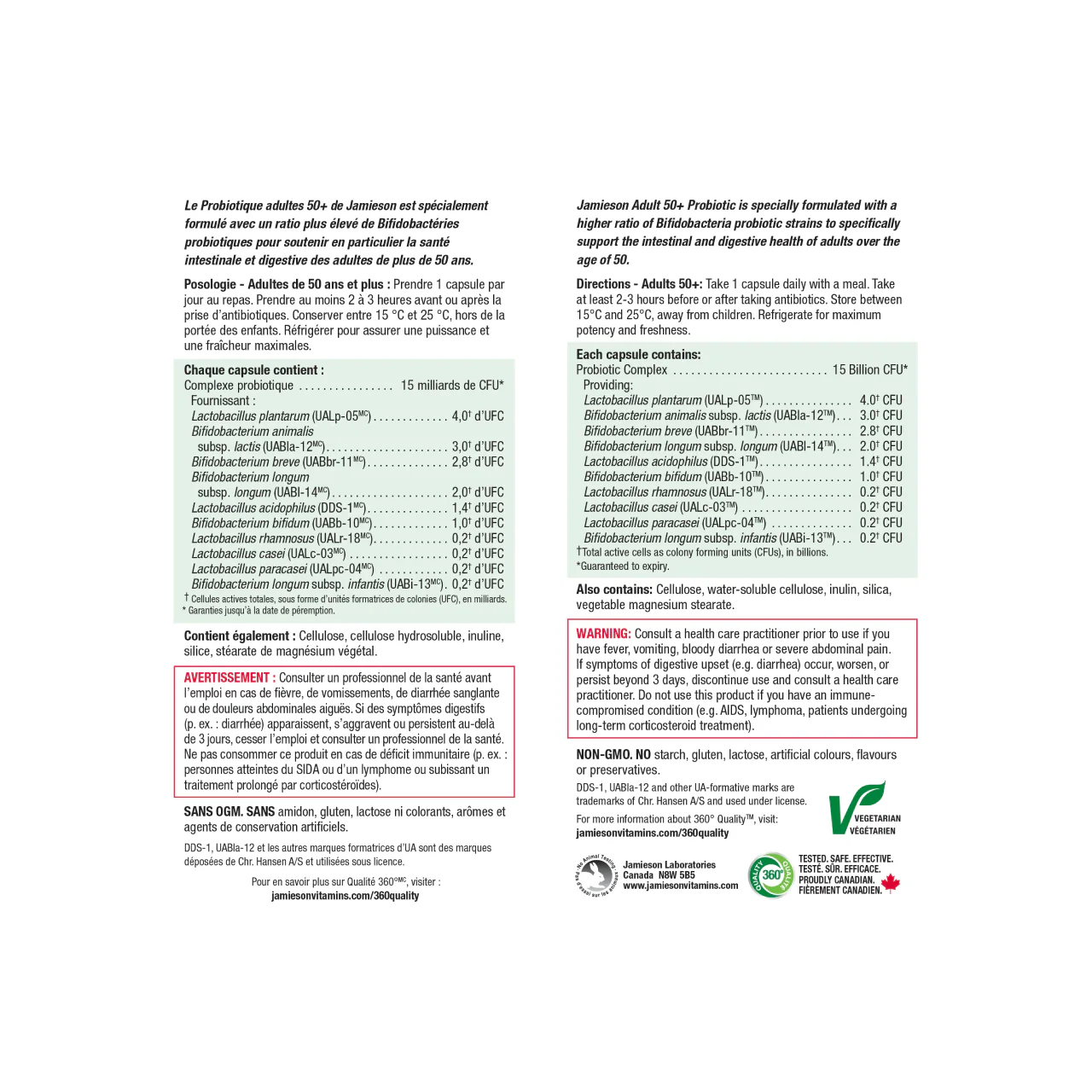 Jamieson - Adults 50+ 15 Billion Probiotic | 30 Vegetarian Capsules - Image 3