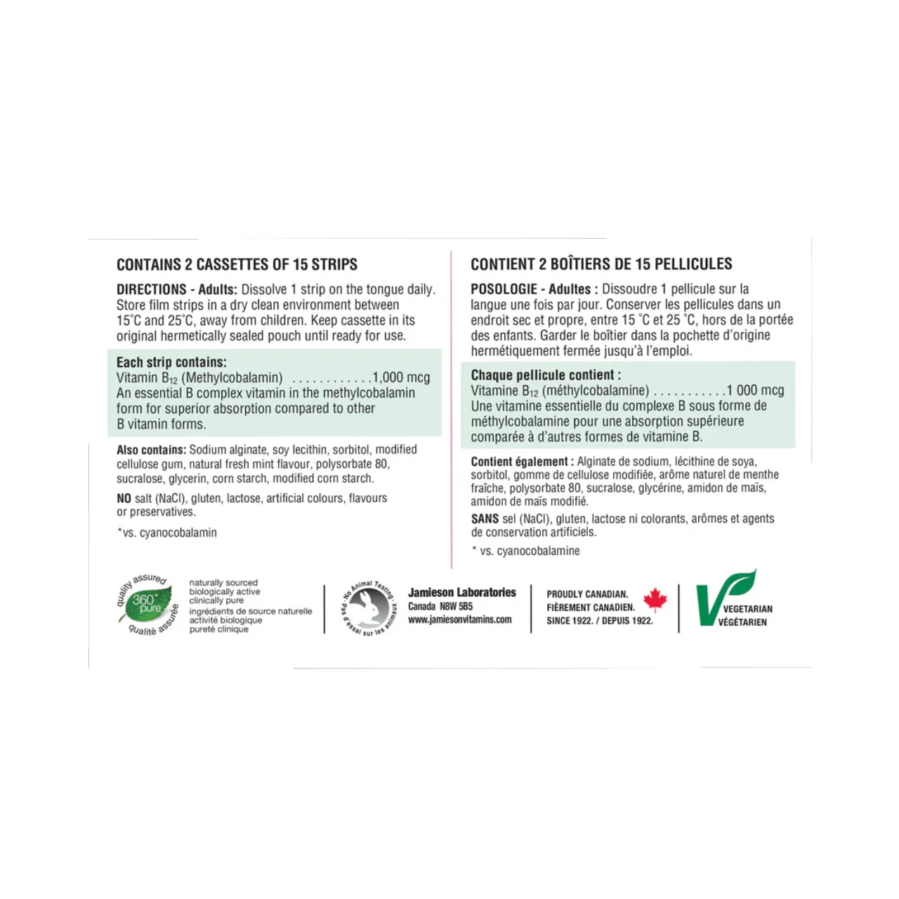 Jamieson - B12 Fast Dissolving Strips, 1000 mcg | 30 strips - Image 3