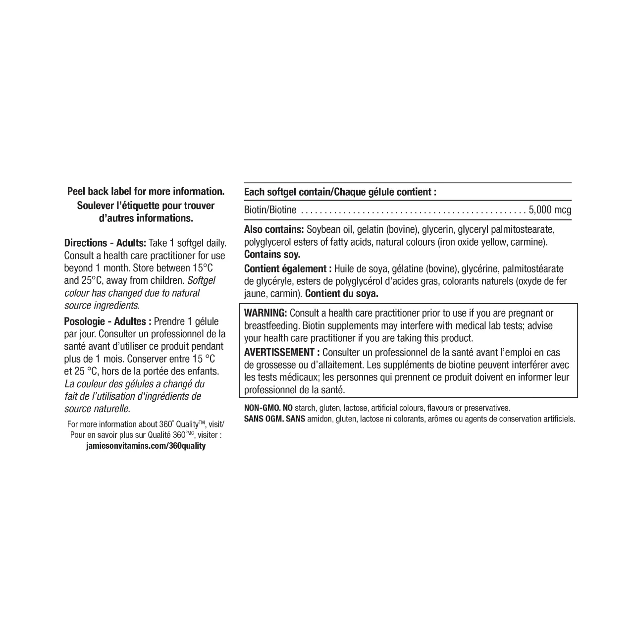 Jamieson - Biotin 5000 mcg | 60 softgels - Image 3