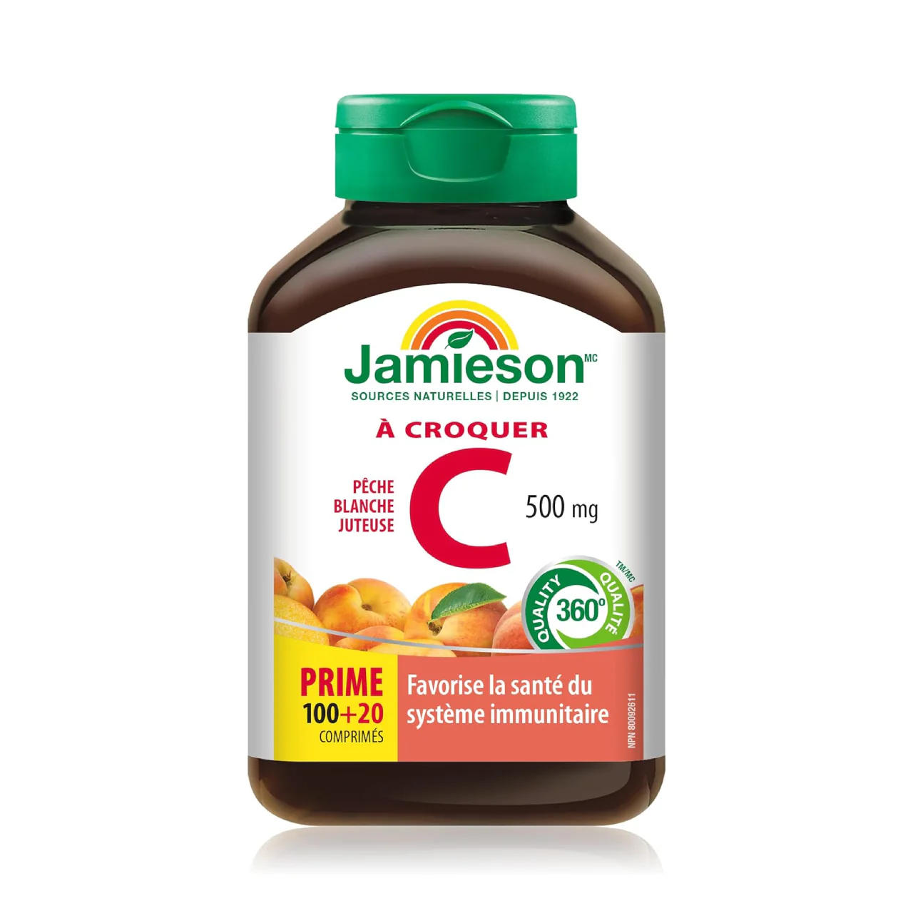 Jamieson - Chewable Vitamin C Supplement 500mg - Juicy White Peach | 100+20 Bonus Tablets - Image 2