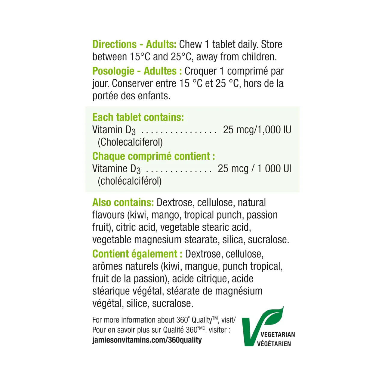 Jamieson - Chewable Vitamin D3 1000 IU - Exotic Tropical Fruit | 100 Tablets - Image 3